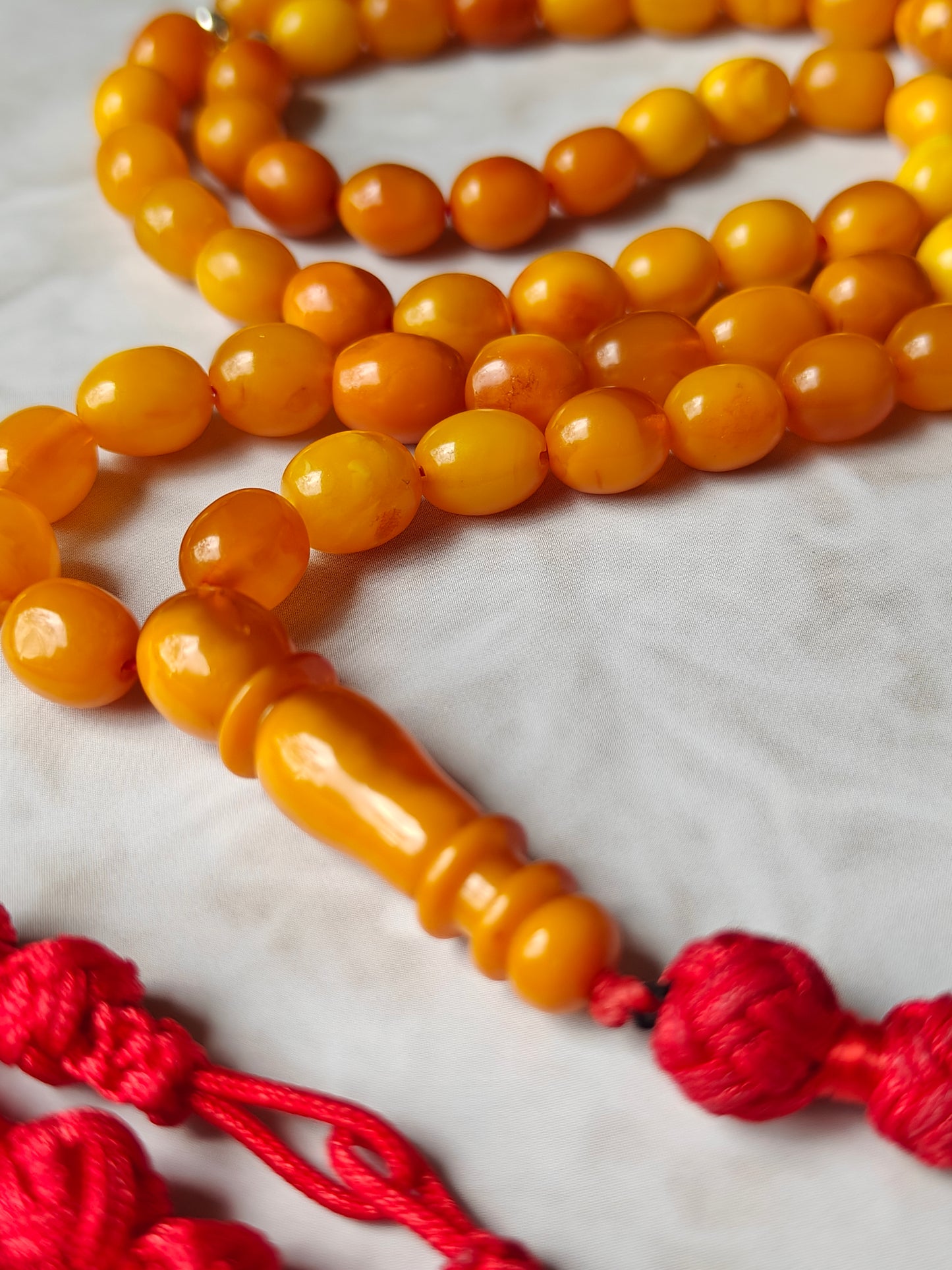 Natural Antique Olive Shape Amber Rosary 66 Beads