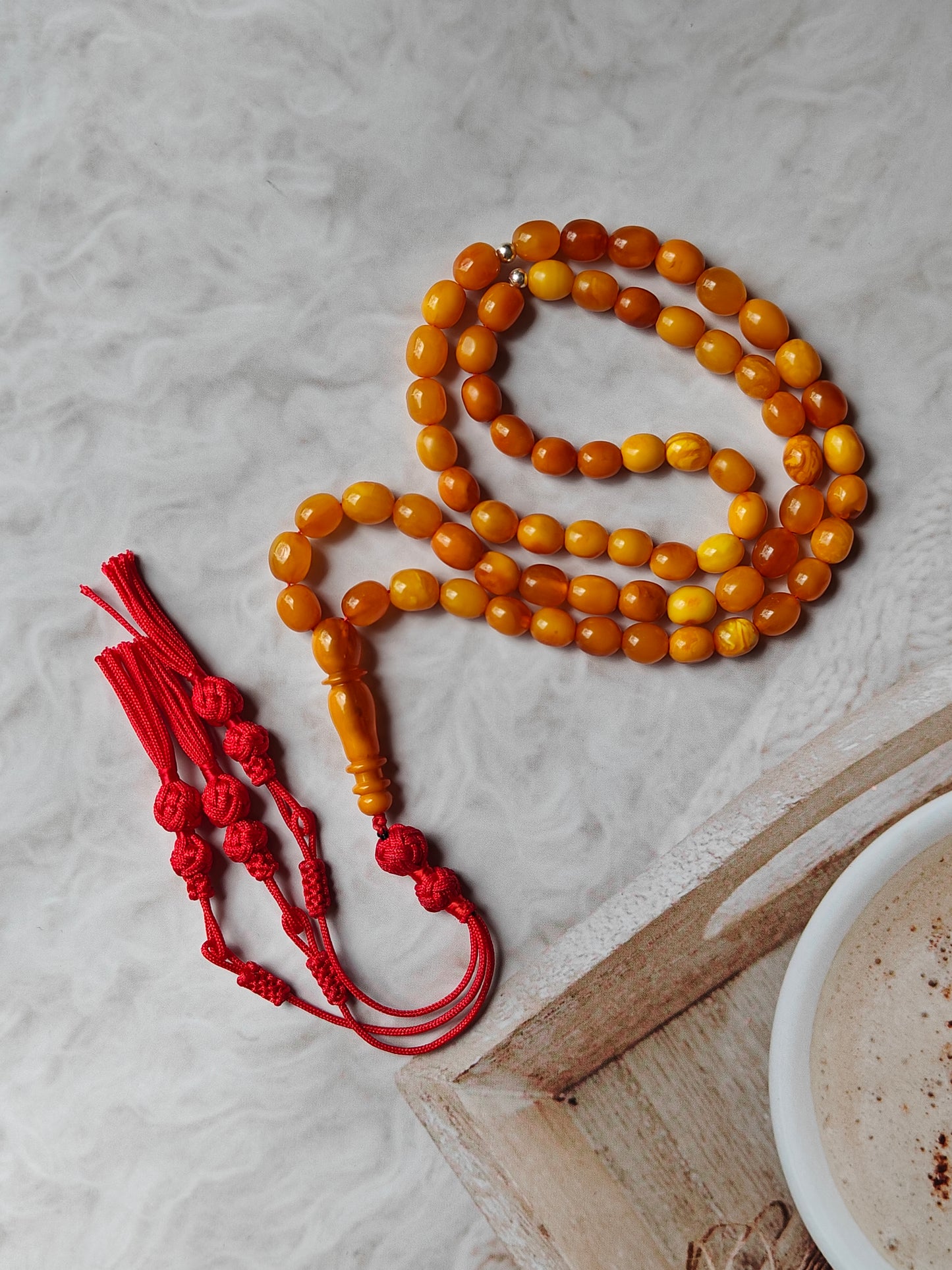 Natural Antique Olive Shape Amber Rosary 66 Beads