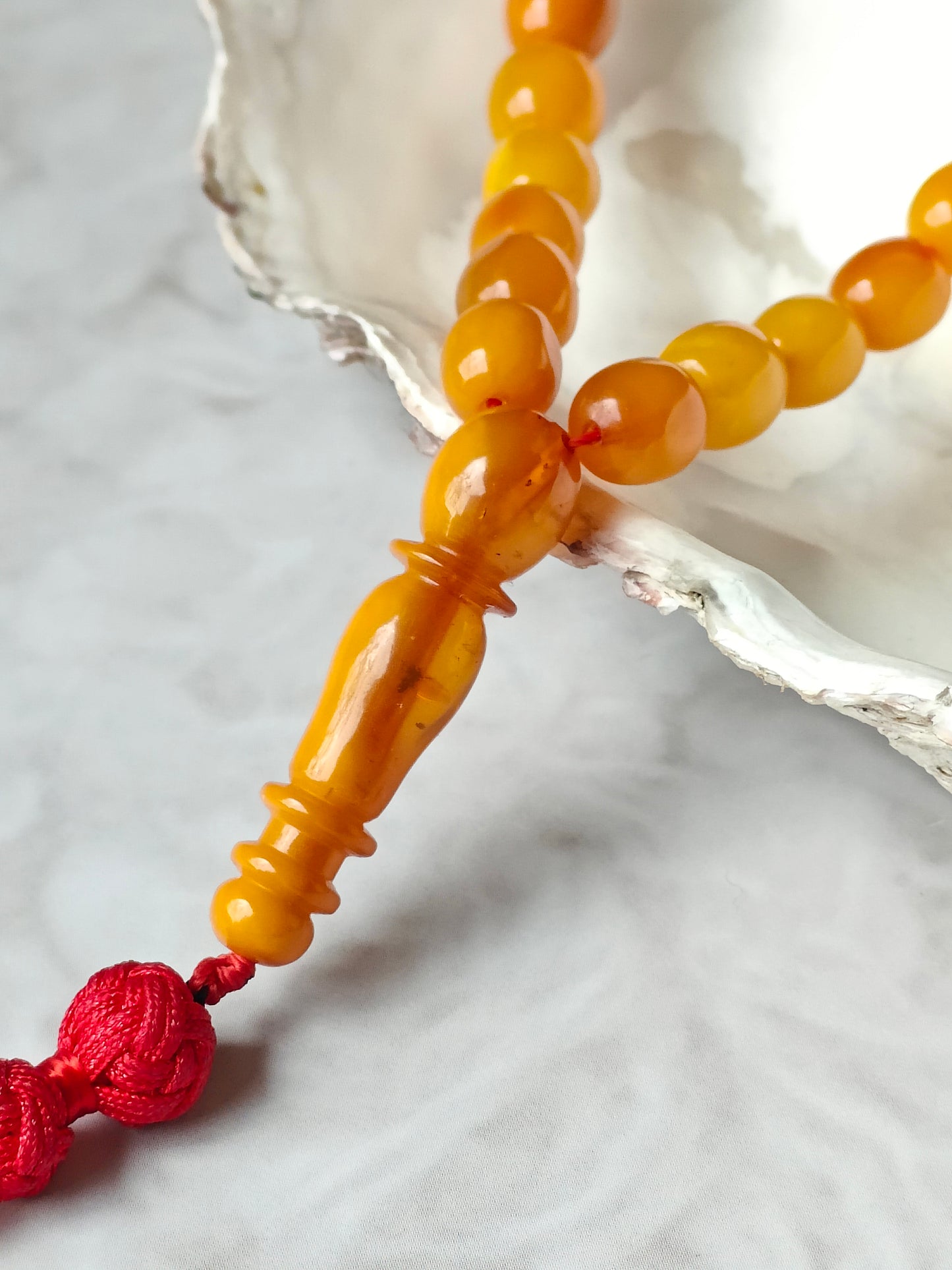 Natural Antique Olive Shape Amber Rosary 66 Beads