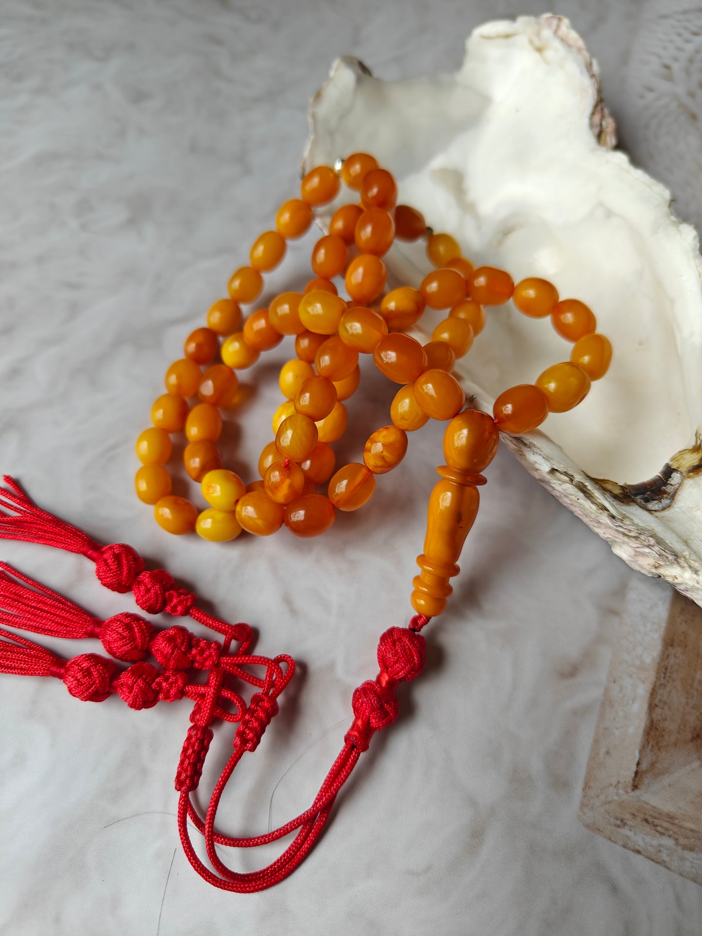 Natural Antique Olive Shape Amber Rosary 66 Beads