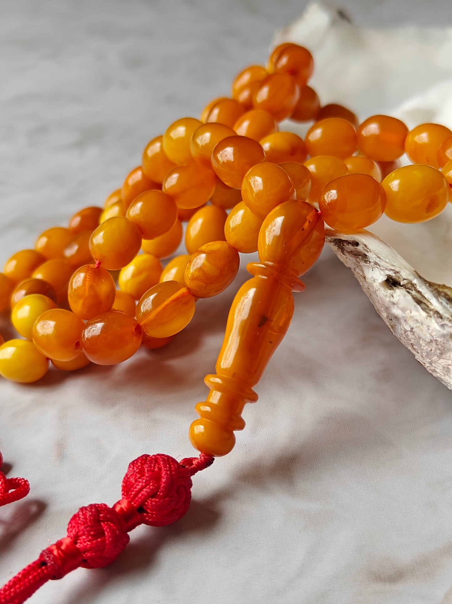 Natural Antique Olive Shape Amber Rosary 66 Beads