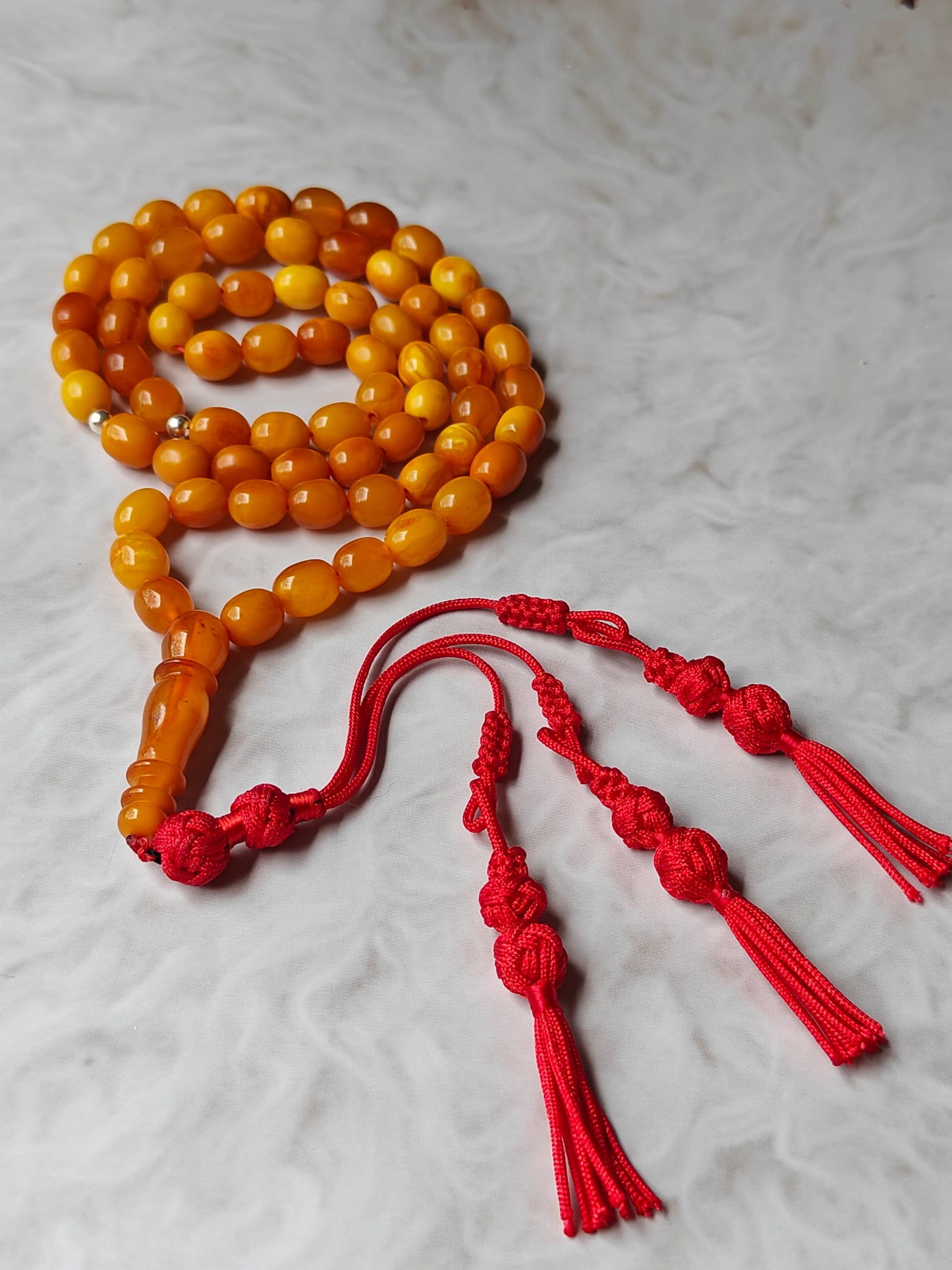 Natural Antique Olive Shape Amber Rosary 66 Beads