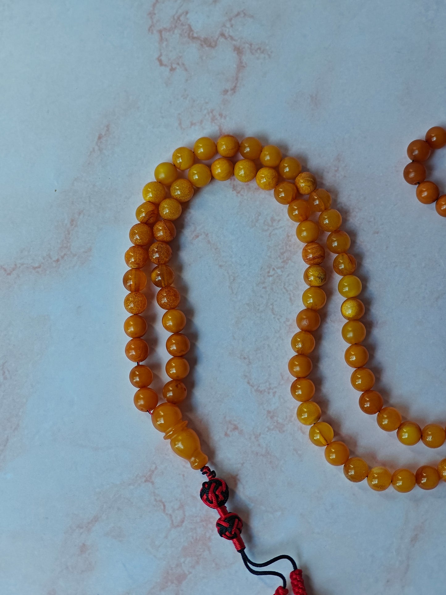 Antique Old German Natural Amber Micro Rosary 99 Beads Pocket Size