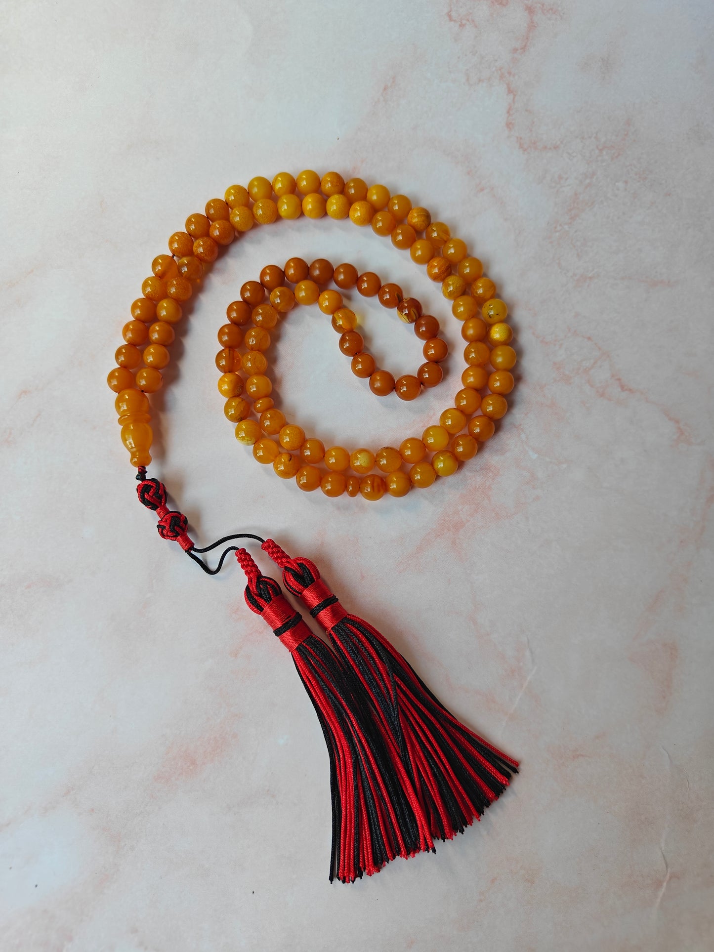 Antique Old German Natural Amber Micro Rosary 99 Beads Pocket Size