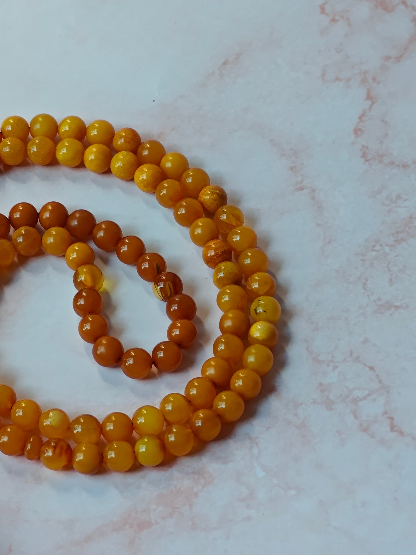 Antique Old German Natural Amber Micro Rosary 99 Beads Pocket Size