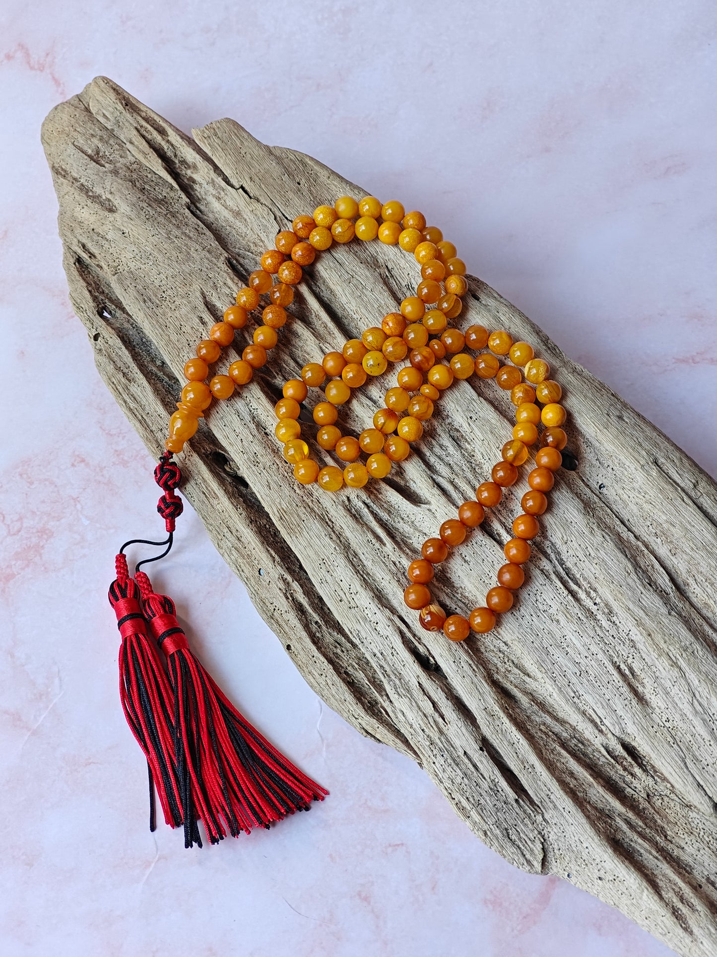 Antique Old German Natural Amber Micro Rosary 99 Beads Pocket Size