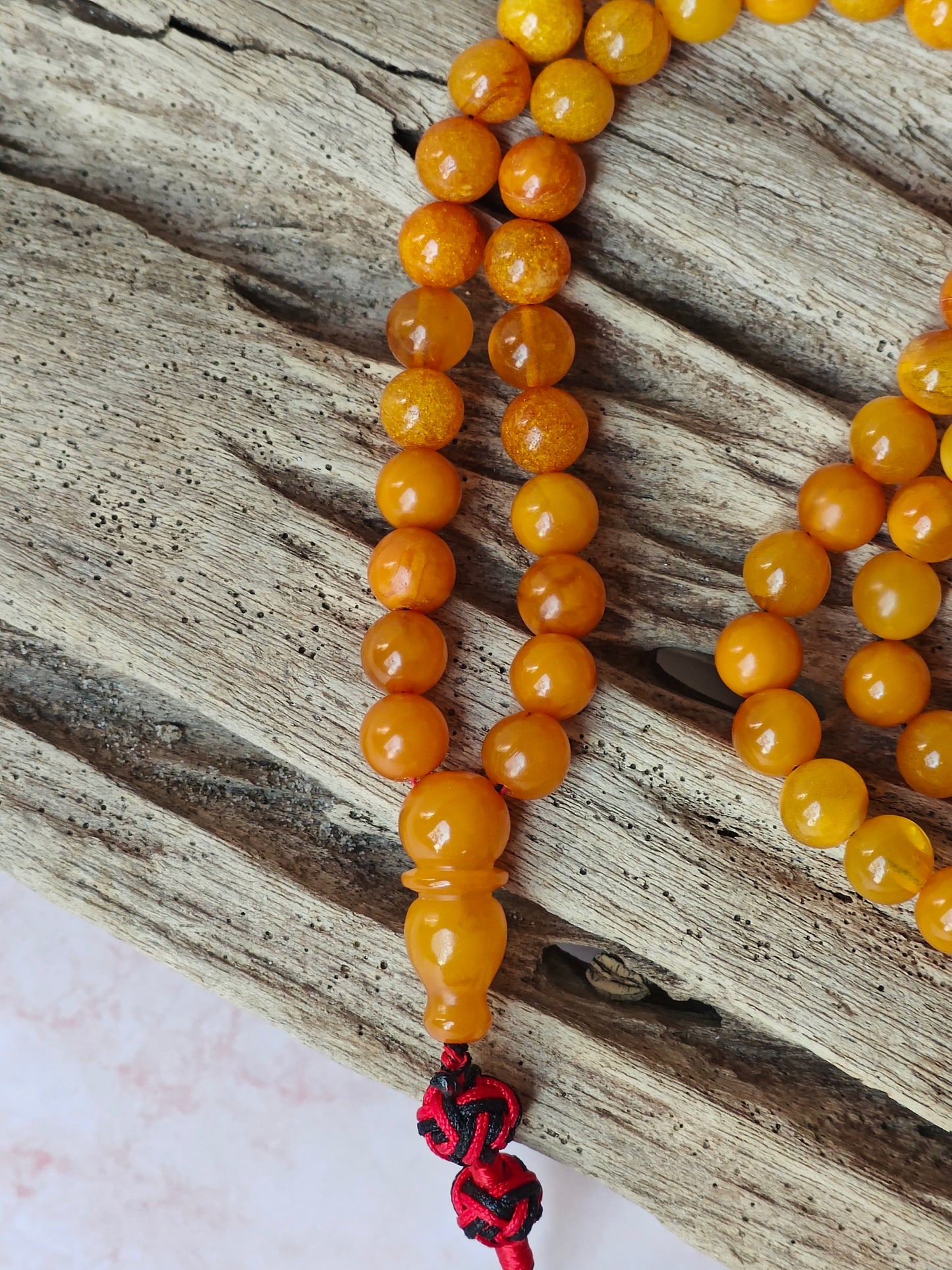 Antique Old German Natural Amber Micro Rosary 99 Beads Pocket Size