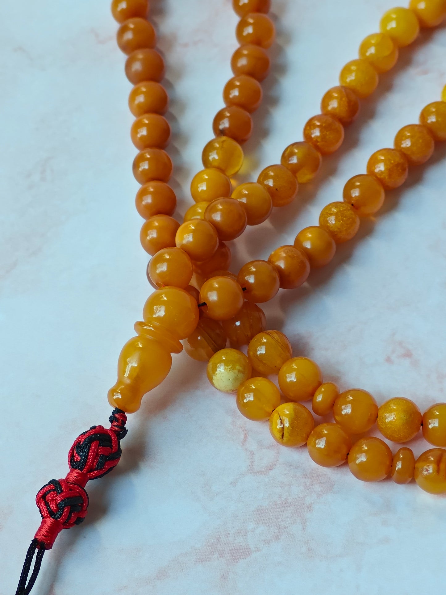 Antique Old German Natural Amber Micro Rosary 99 Beads Pocket Size
