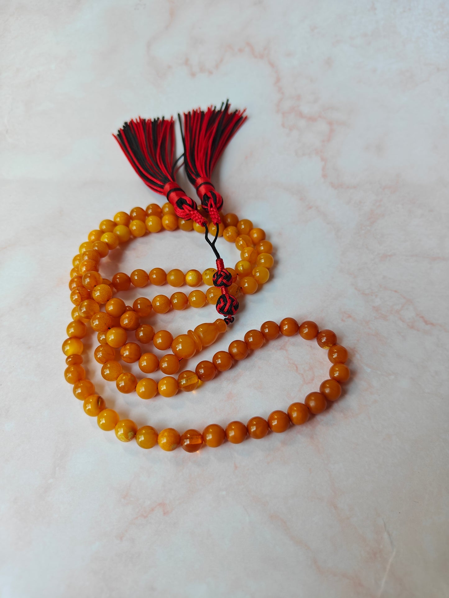 Antique Old German Natural Amber Micro Rosary 99 Beads Pocket Size