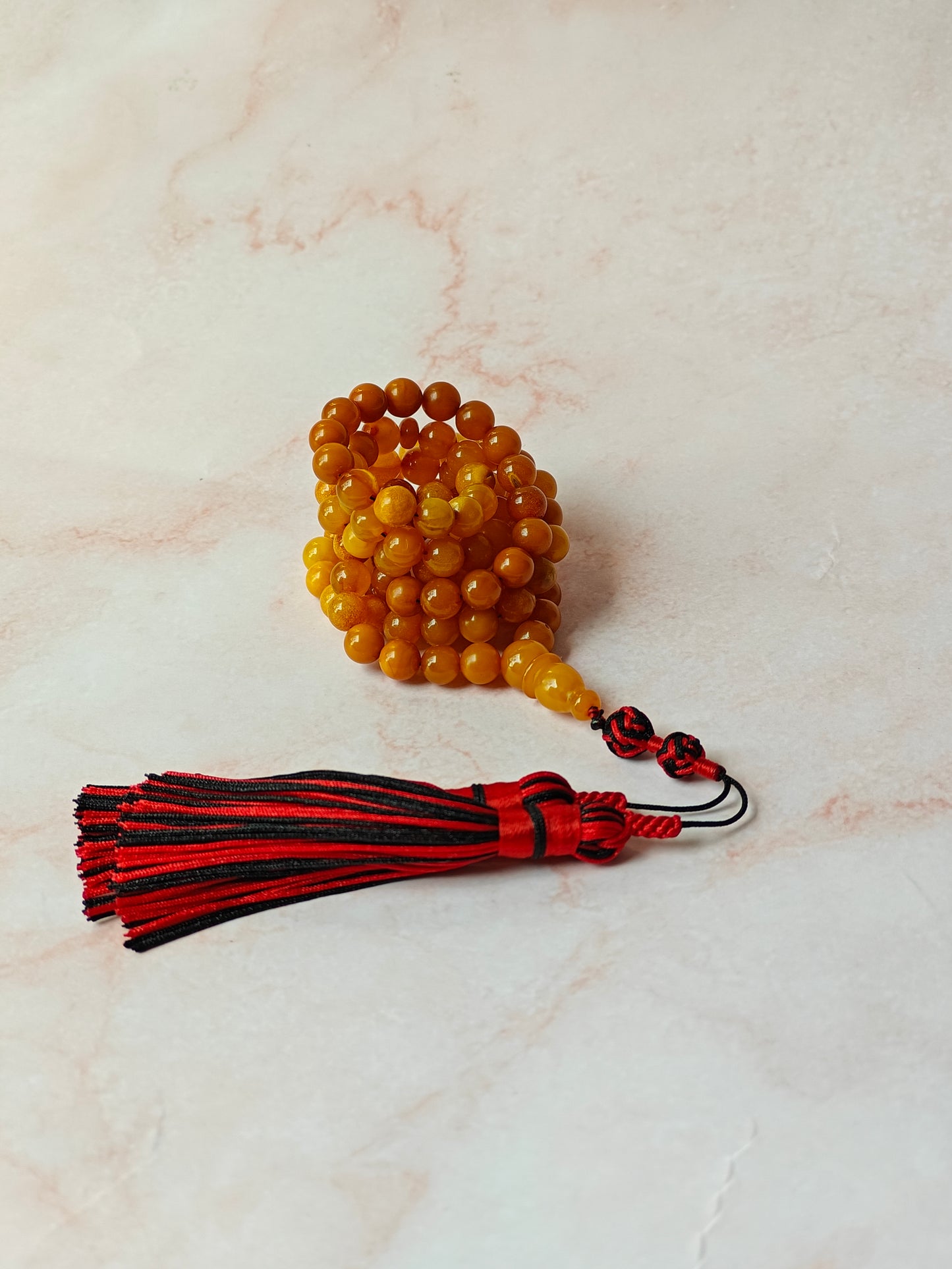 Antique Old German Natural Amber Micro Rosary 99 Beads Pocket Size