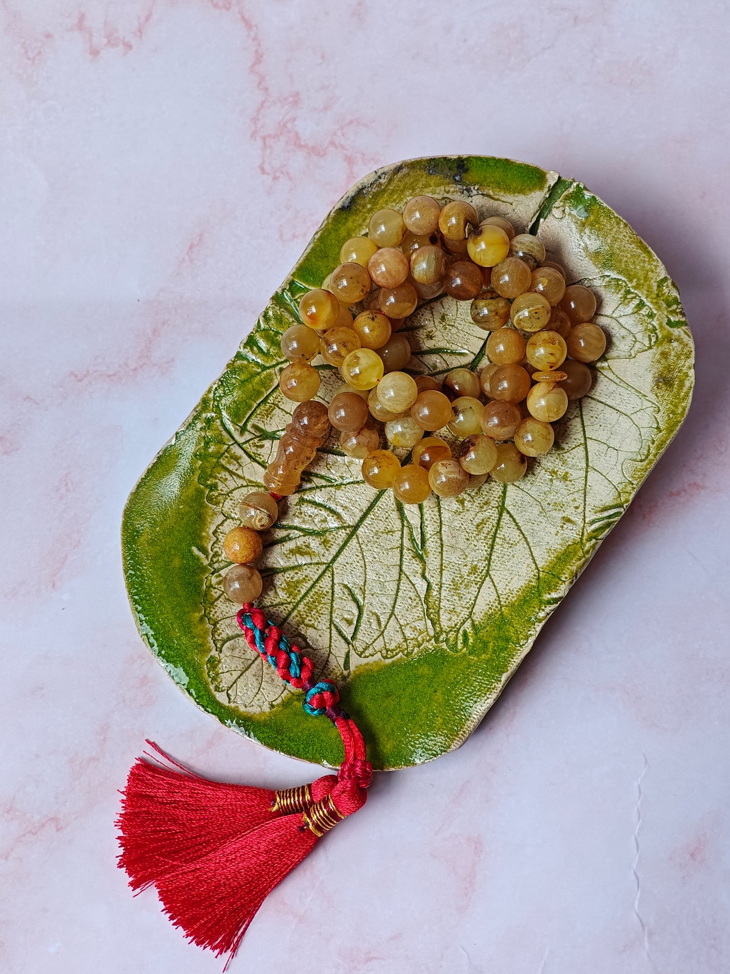 Natural Raw Marble Amber Tasbih 66 Beads