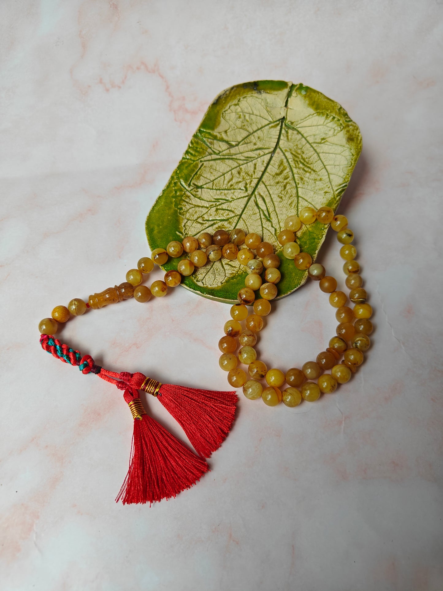 Natural Raw Marble Amber Tasbih 66 Beads