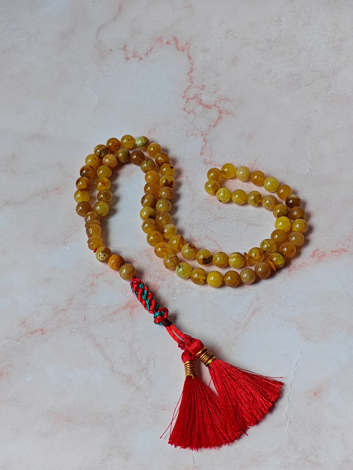 Natural Raw Marble Amber Tasbih 66 Beads