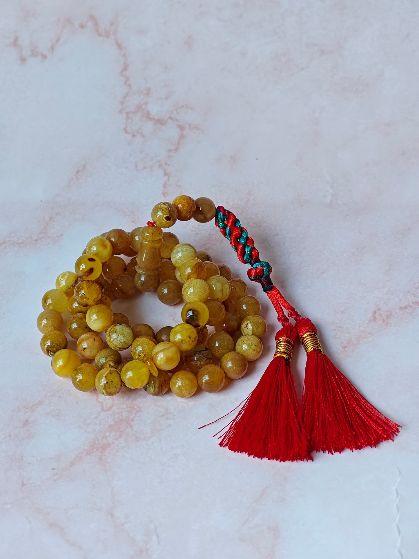 Natural Raw Marble Amber Tasbih 66 Beads
