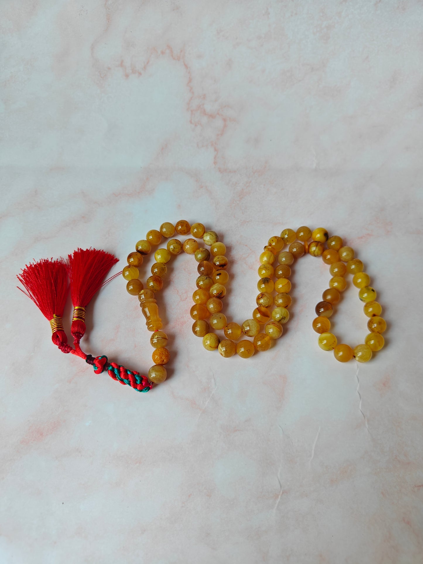 Natural Raw Marble Amber Tasbih 66 Beads