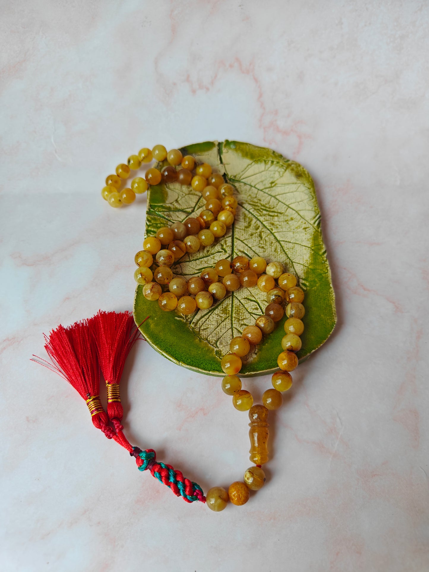 Natural Raw Marble Amber Tasbih 66 Beads