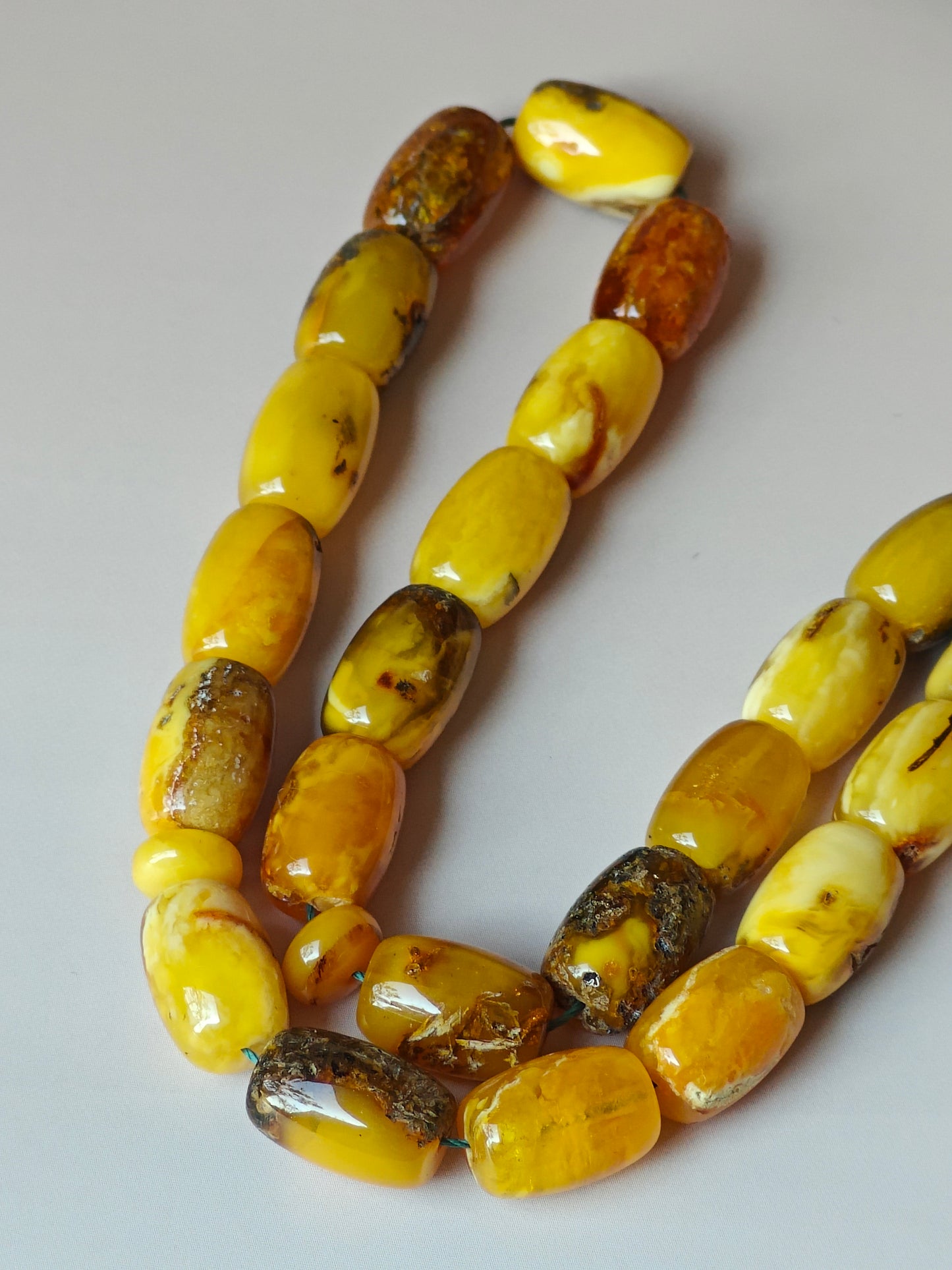 Aged Natural Multicolor Marble Raw Amber Misbah 33 Barrel Beads