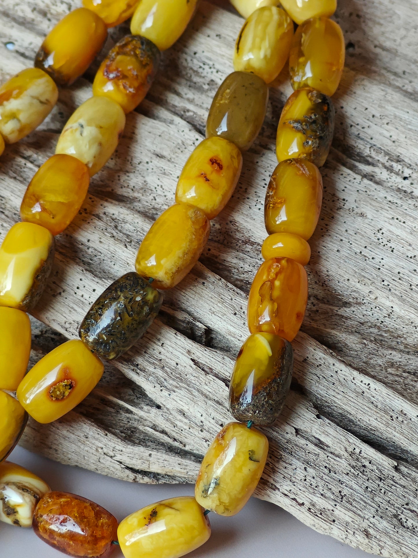 Aged Natural Multicolor Marble Raw Amber Misbah 33 Barrel Beads