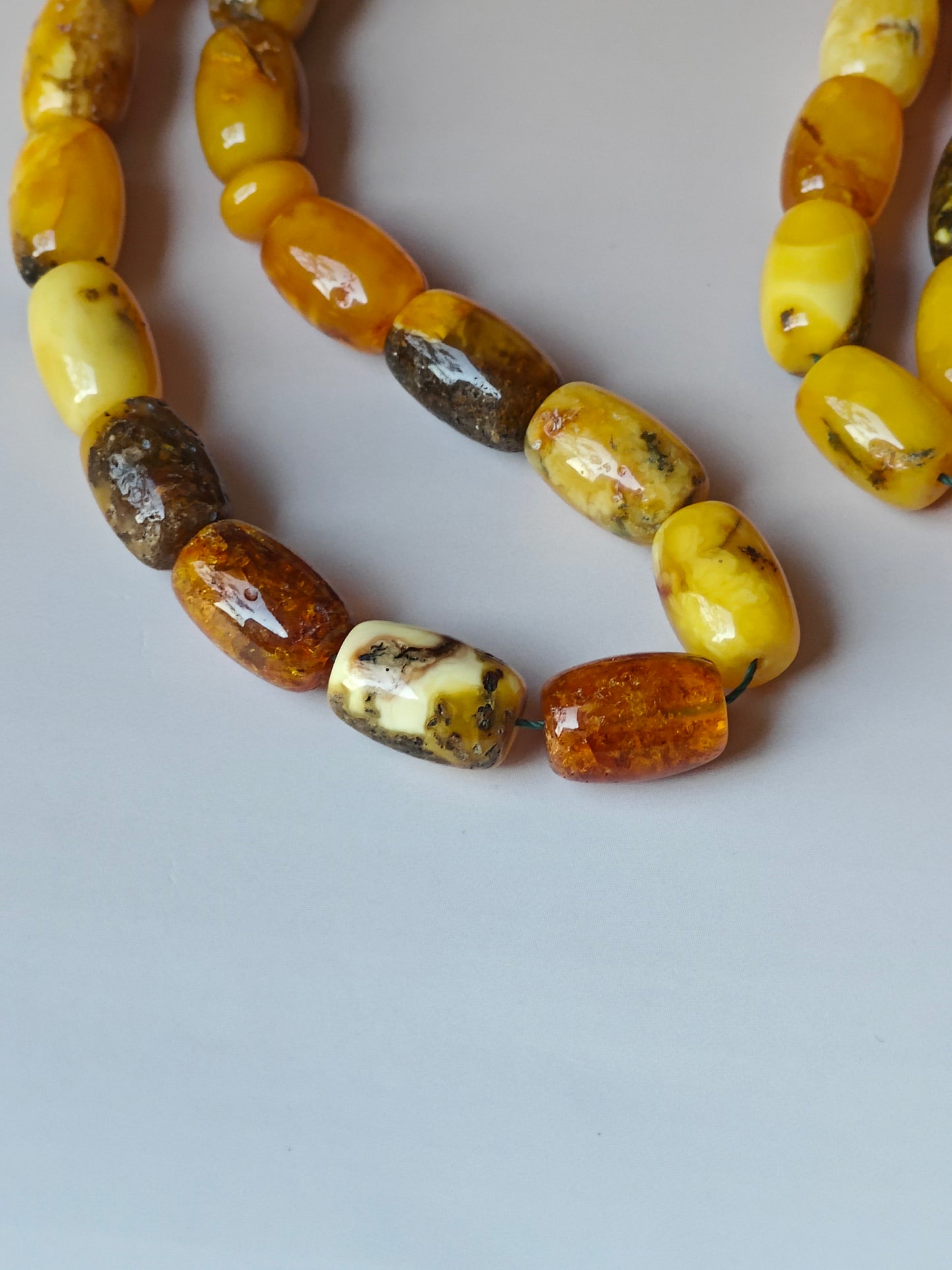 Aged Natural Multicolor Marble Raw Amber Misbah 33 Barrel Beads