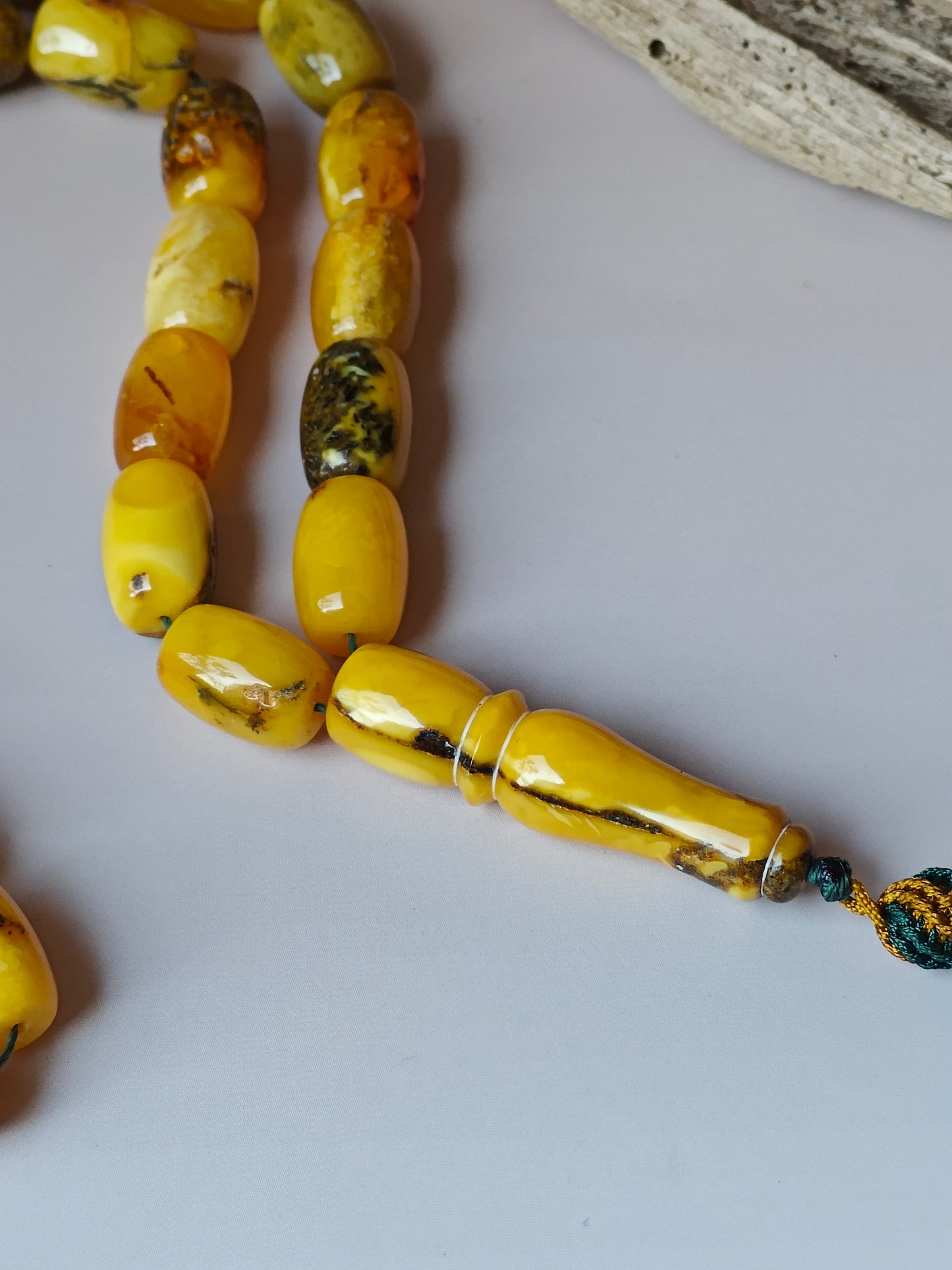 Aged Natural Multicolor Marble Raw Amber Misbah 33 Barrel Beads