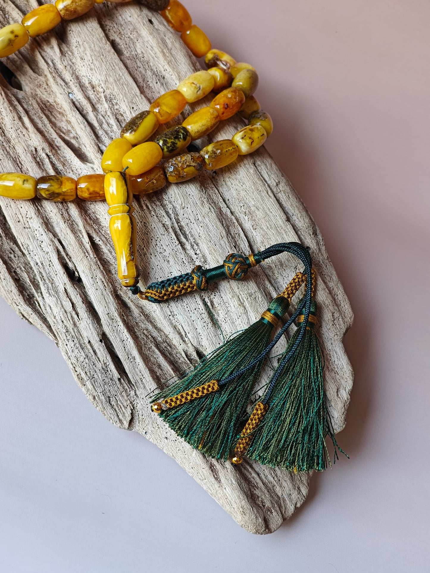 Aged Natural Multicolor Marble Raw Amber Misbah 33 Barrel Beads