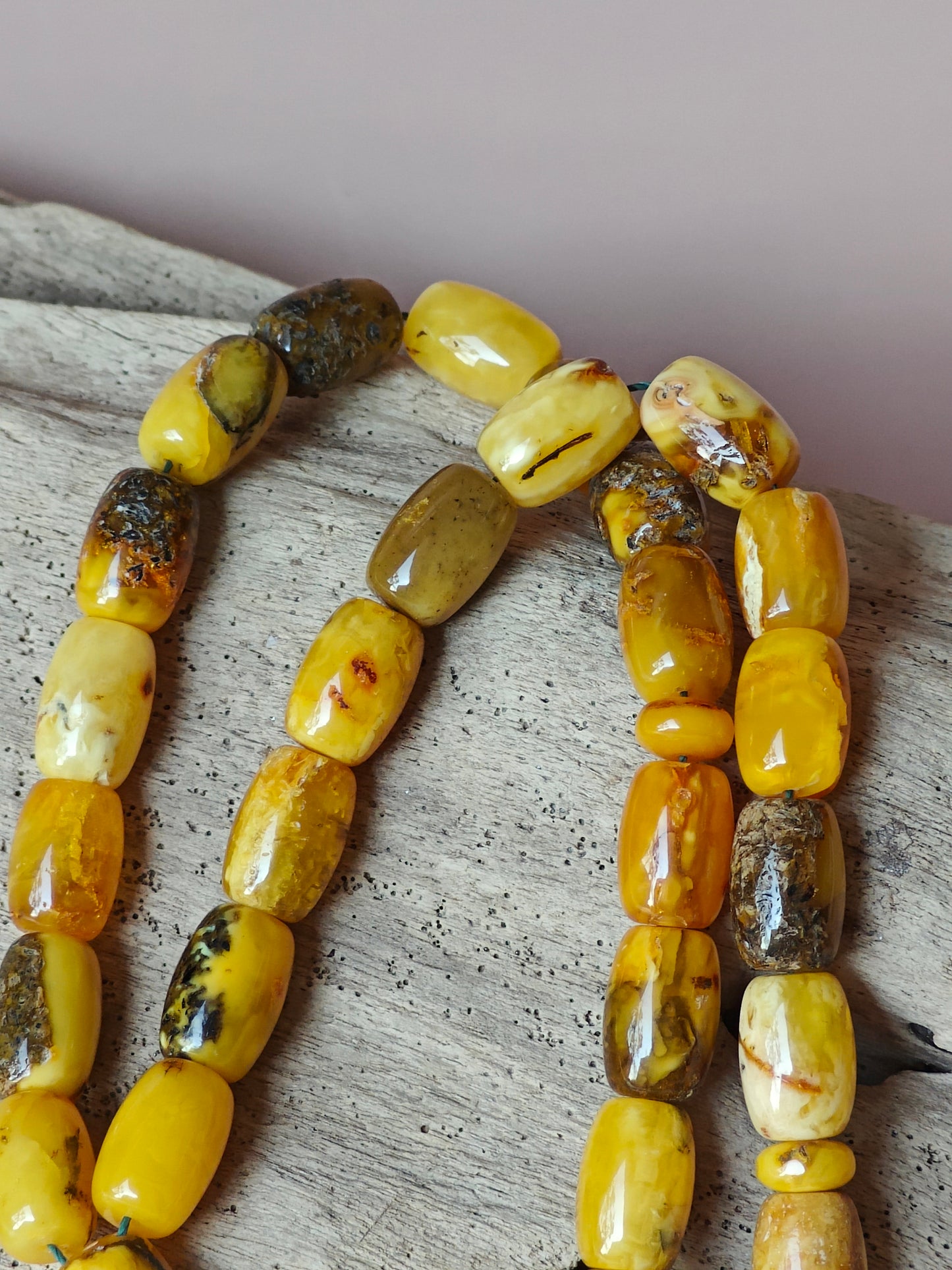 Aged Natural Multicolor Marble Raw Amber Misbah 33 Barrel Beads