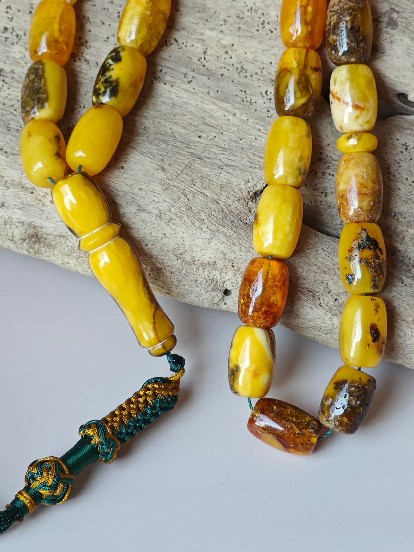 Aged Natural Multicolor Marble Raw Amber Misbah 33 Barrel Beads