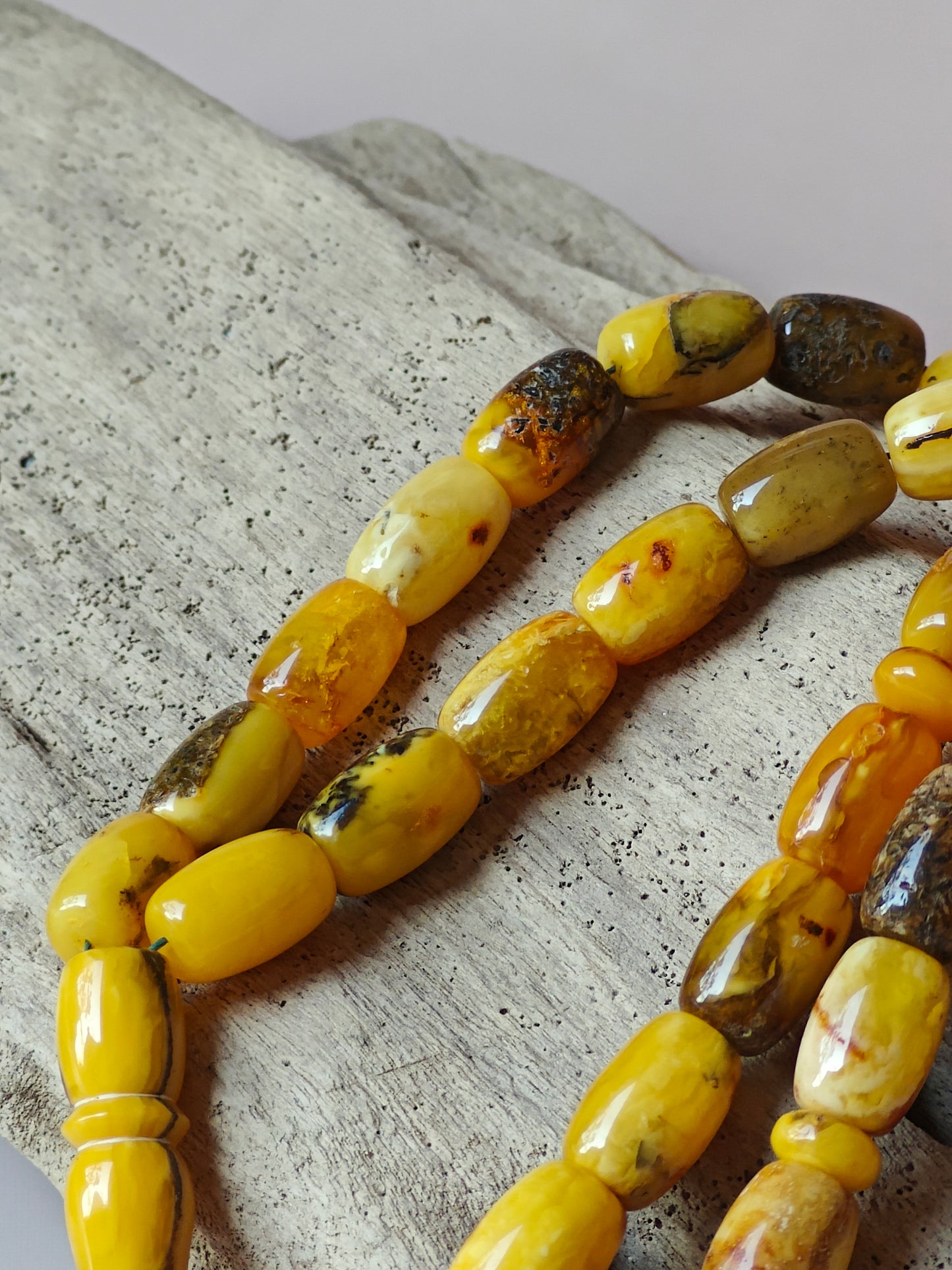 Aged Natural Multicolor Marble Raw Amber Misbah 33 Barrel Beads