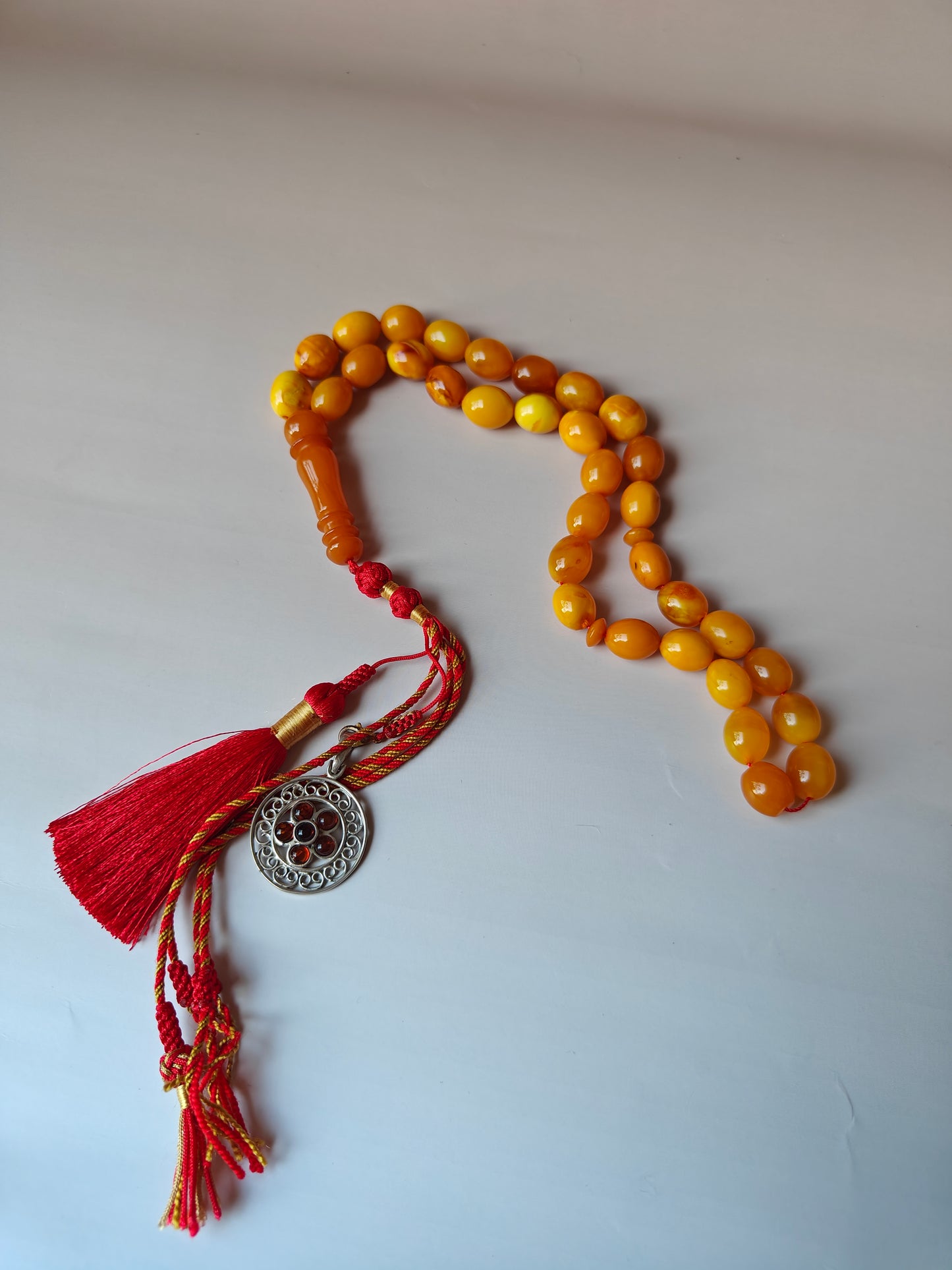Antique Amber Tasbih 33 Olive Shape Beads