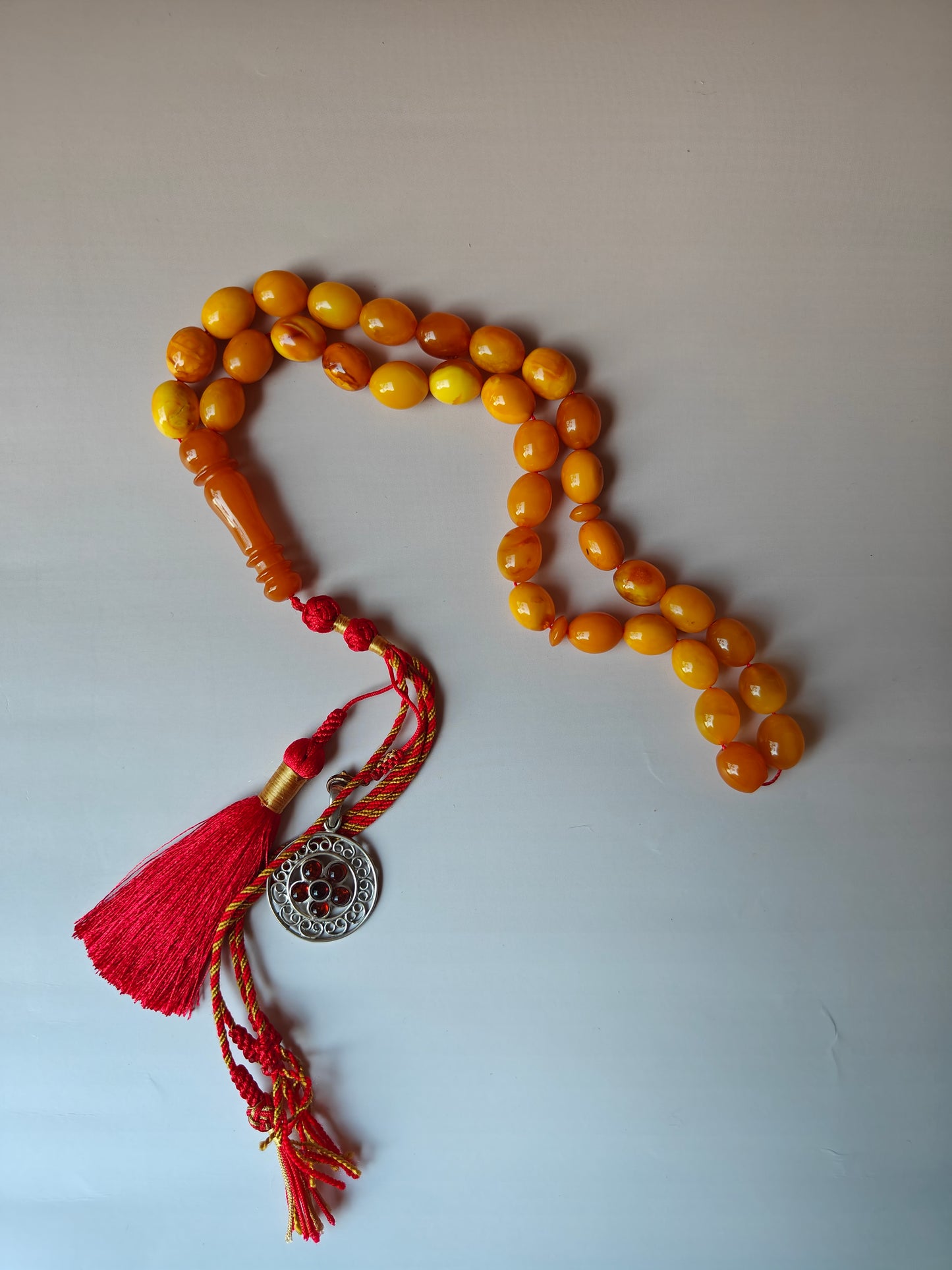 Antique Amber Tasbih 33 Olive Shape Beads