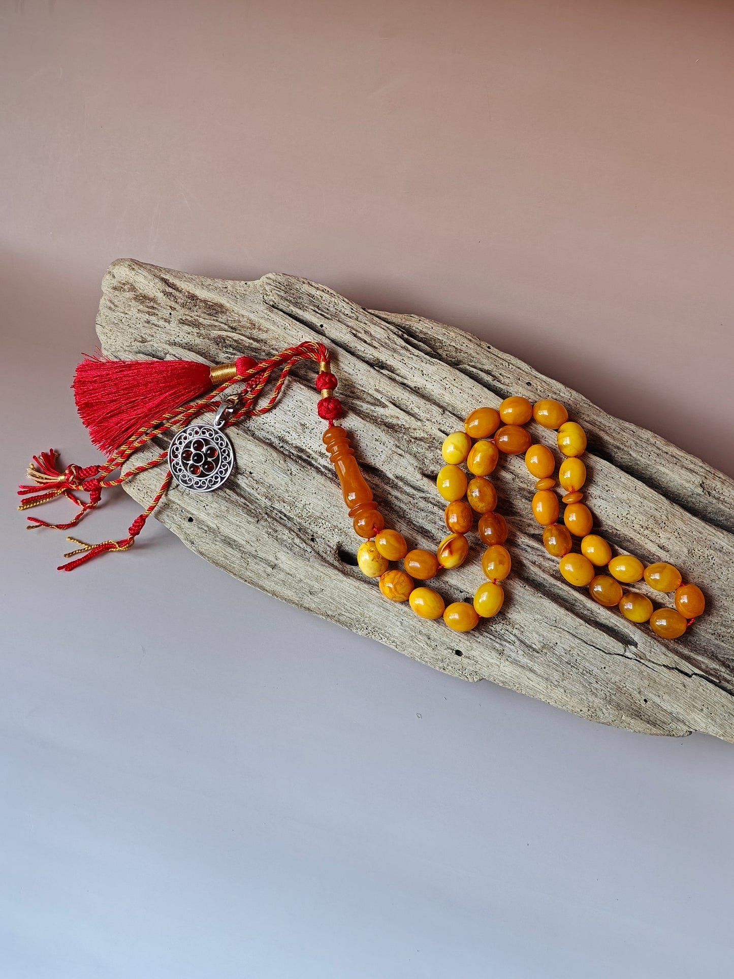 Antique Amber Tasbih 33 Olive Shape Beads