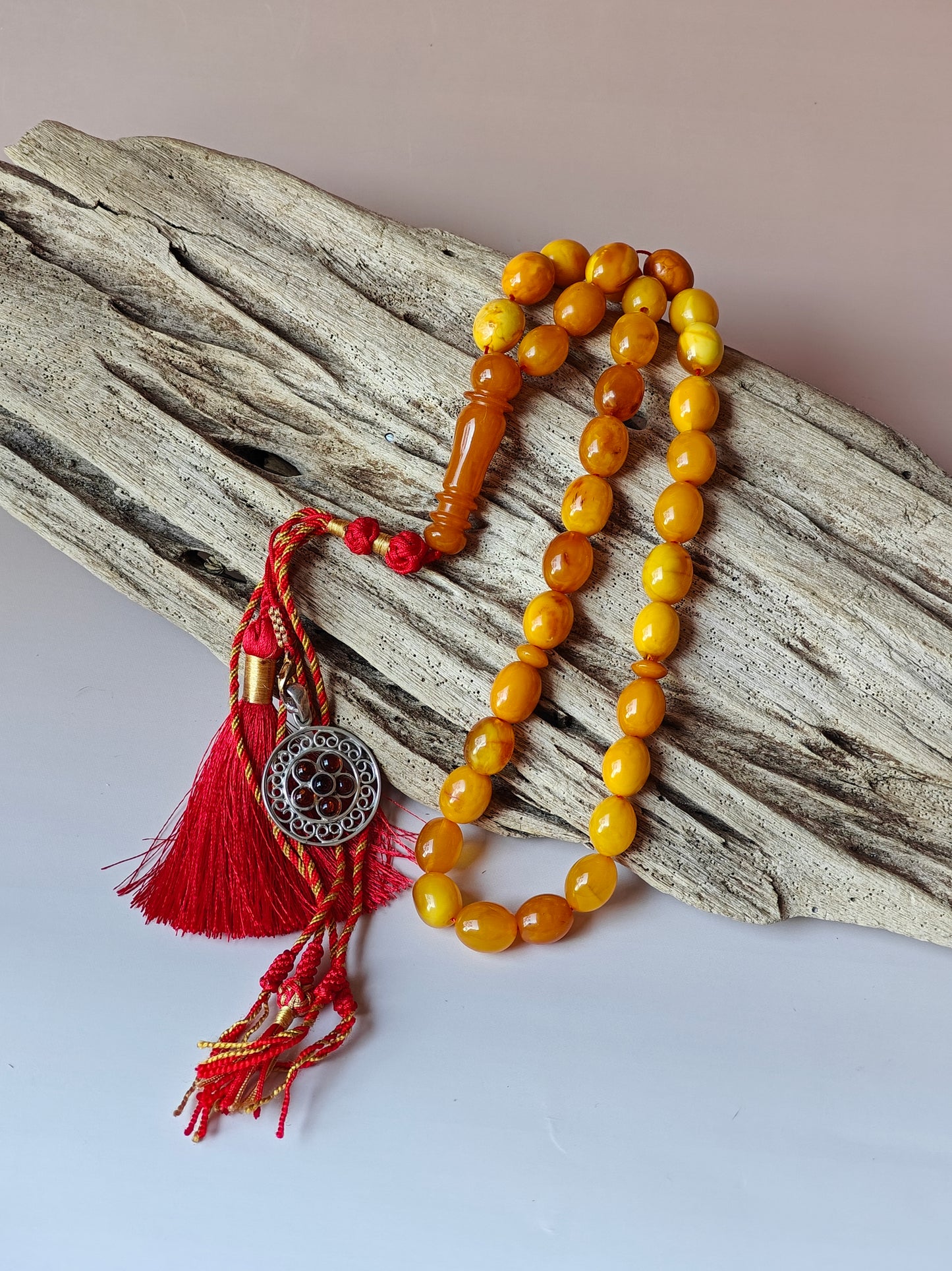 Antique Amber Tasbih 33 Olive Shape Beads