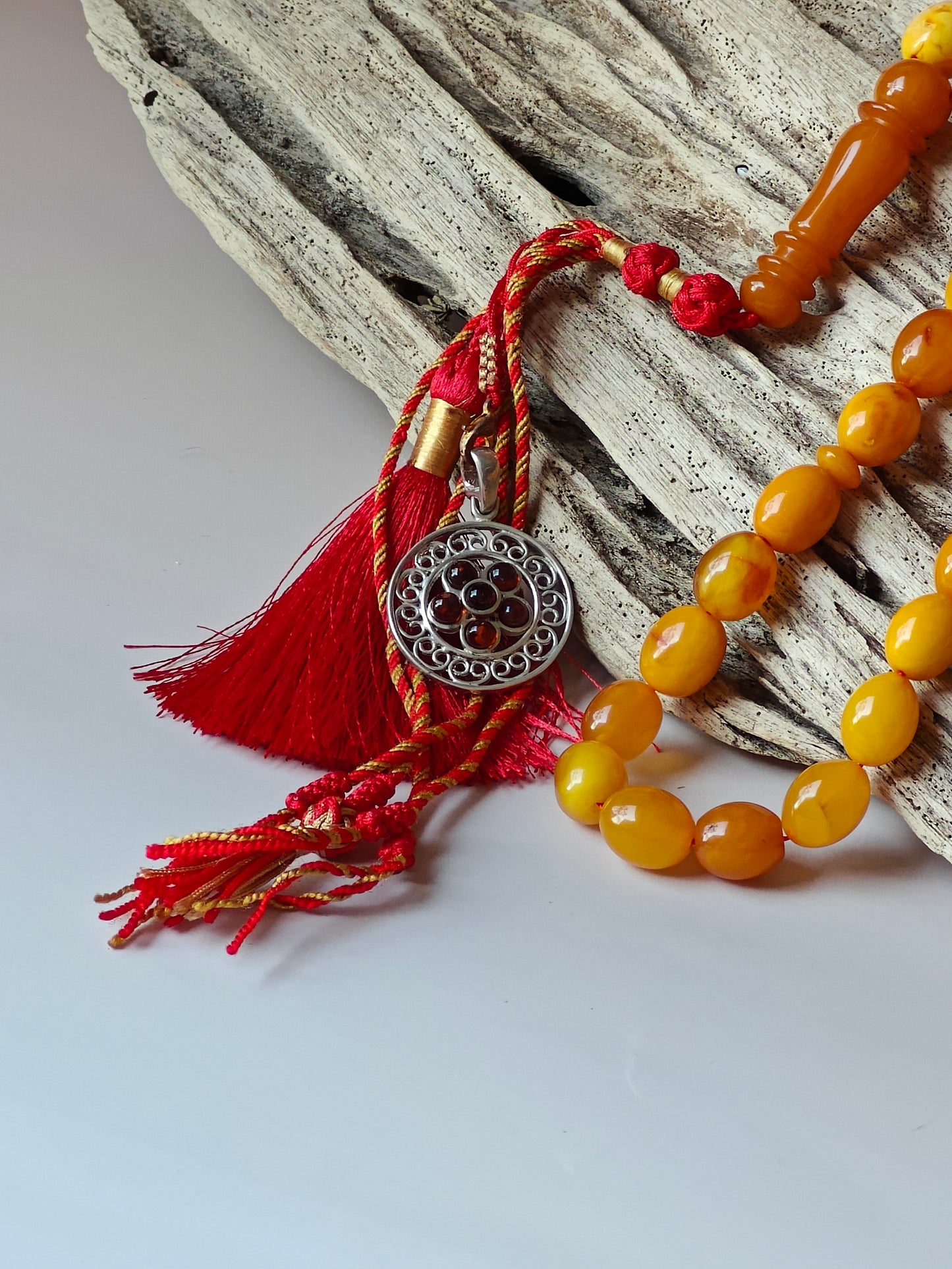 Antique Amber Tasbih 33 Olive Shape Beads