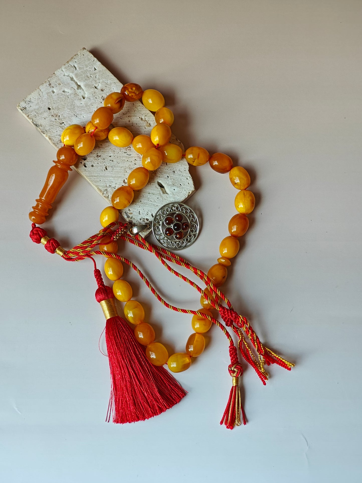 Antique Amber Tasbih 33 Olive Shape Beads