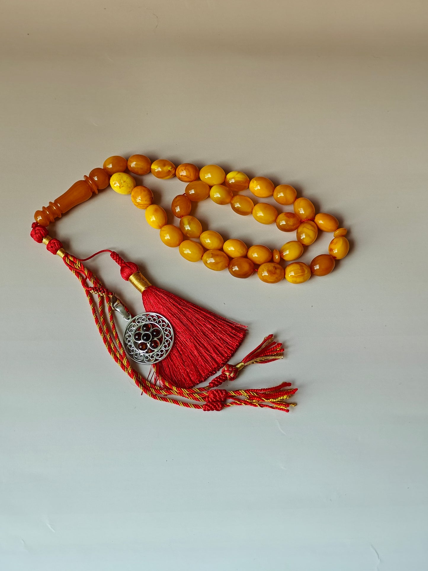 Antique Amber Tasbih 33 Olive Shape Beads