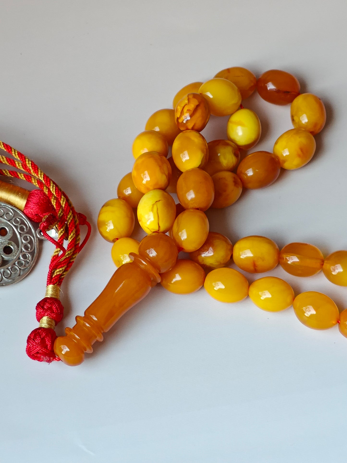 Antique Amber Tasbih 33 Olive Shape Beads