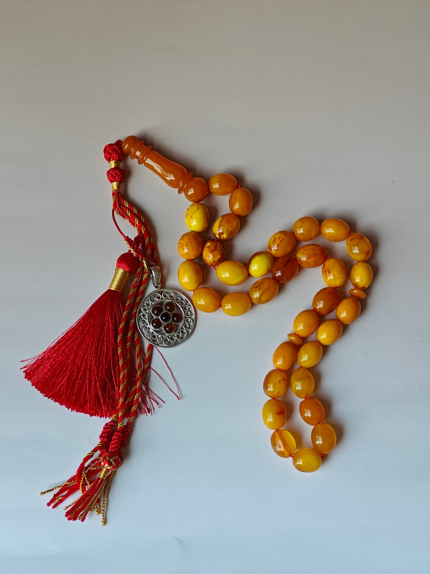 Antique Amber Tasbih 33 Olive Shape Beads