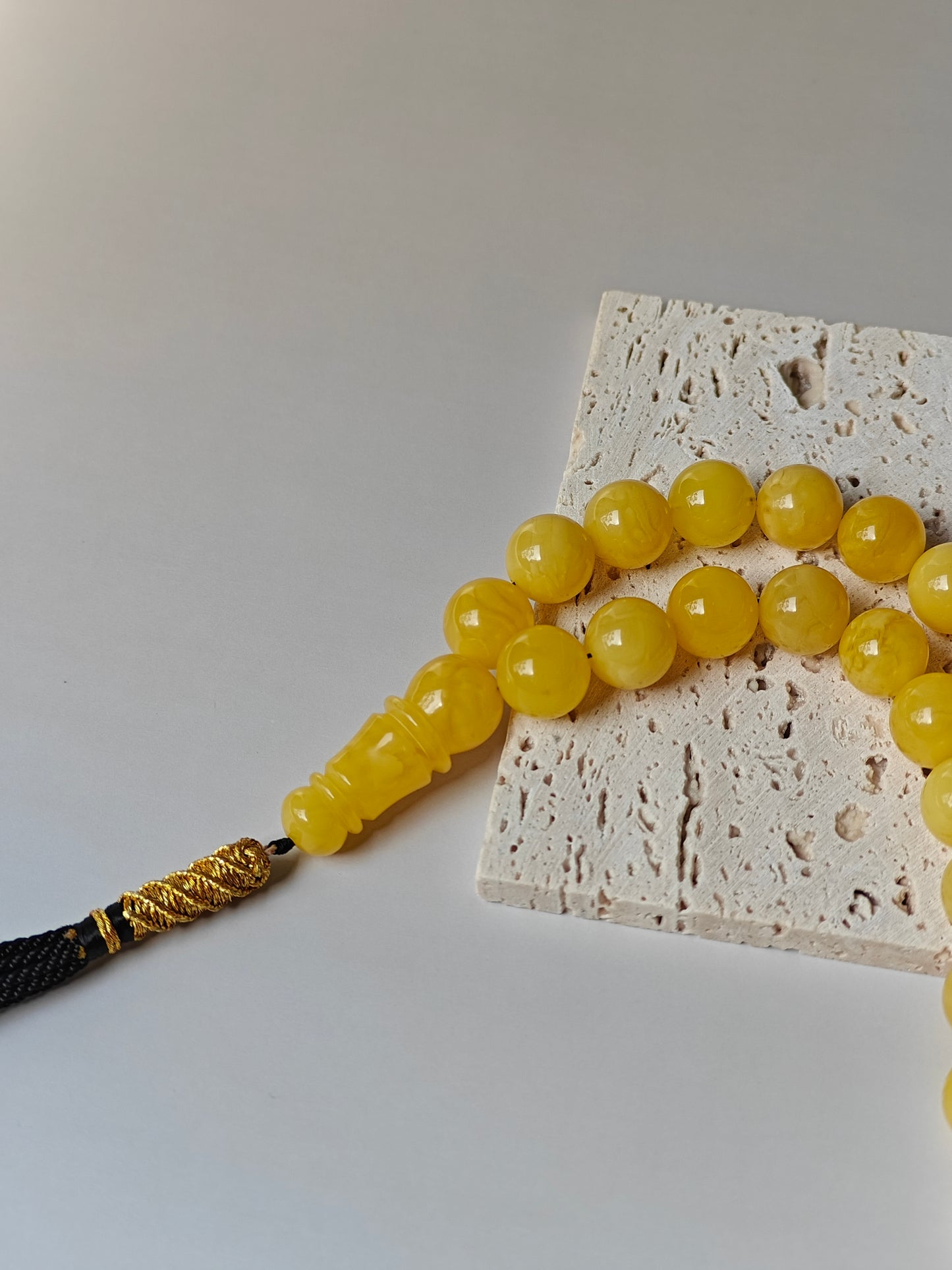 Natural Butterscotch Amber Misbah 33 Beads