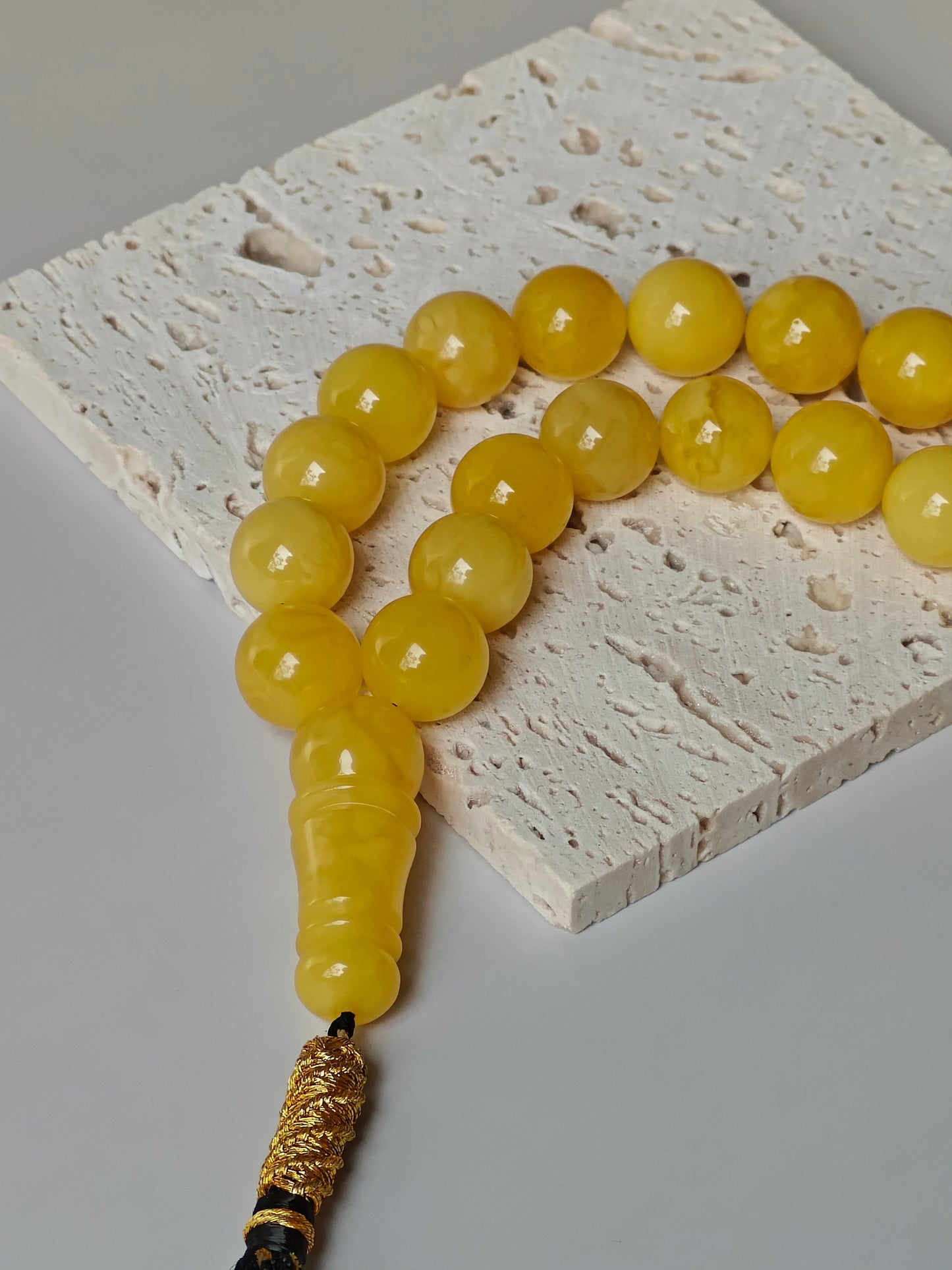 Natural Butterscotch Amber Misbah 33 Beads