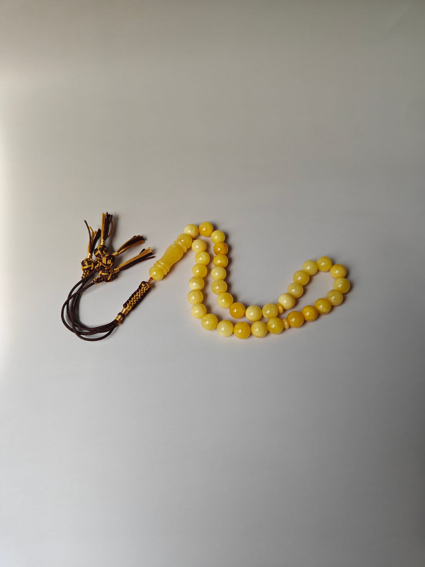 Natural Pocket Size Milk Amber Rosary 33 Beads