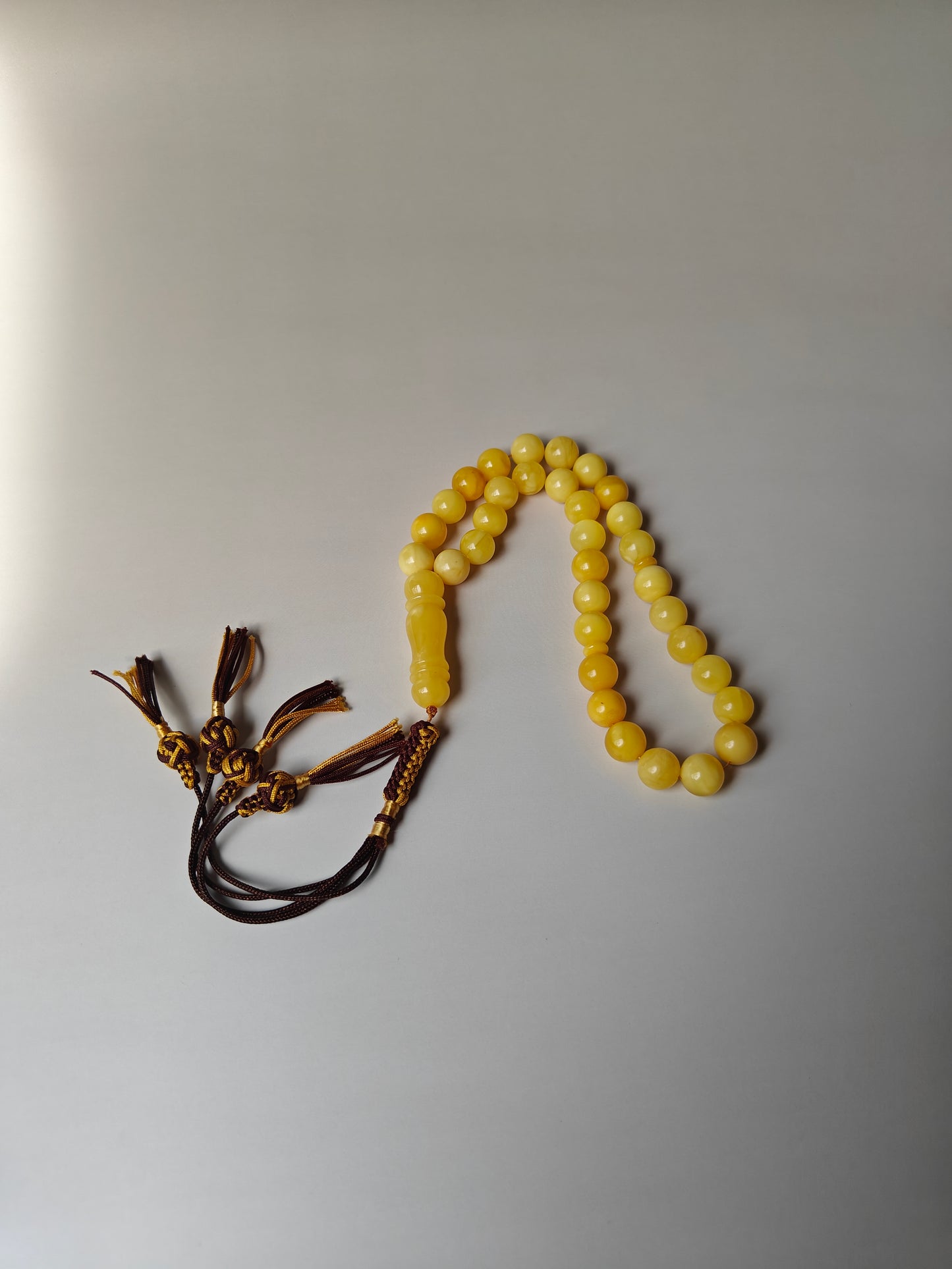 Natural Pocket Size Milk Amber Rosary 33 Beads