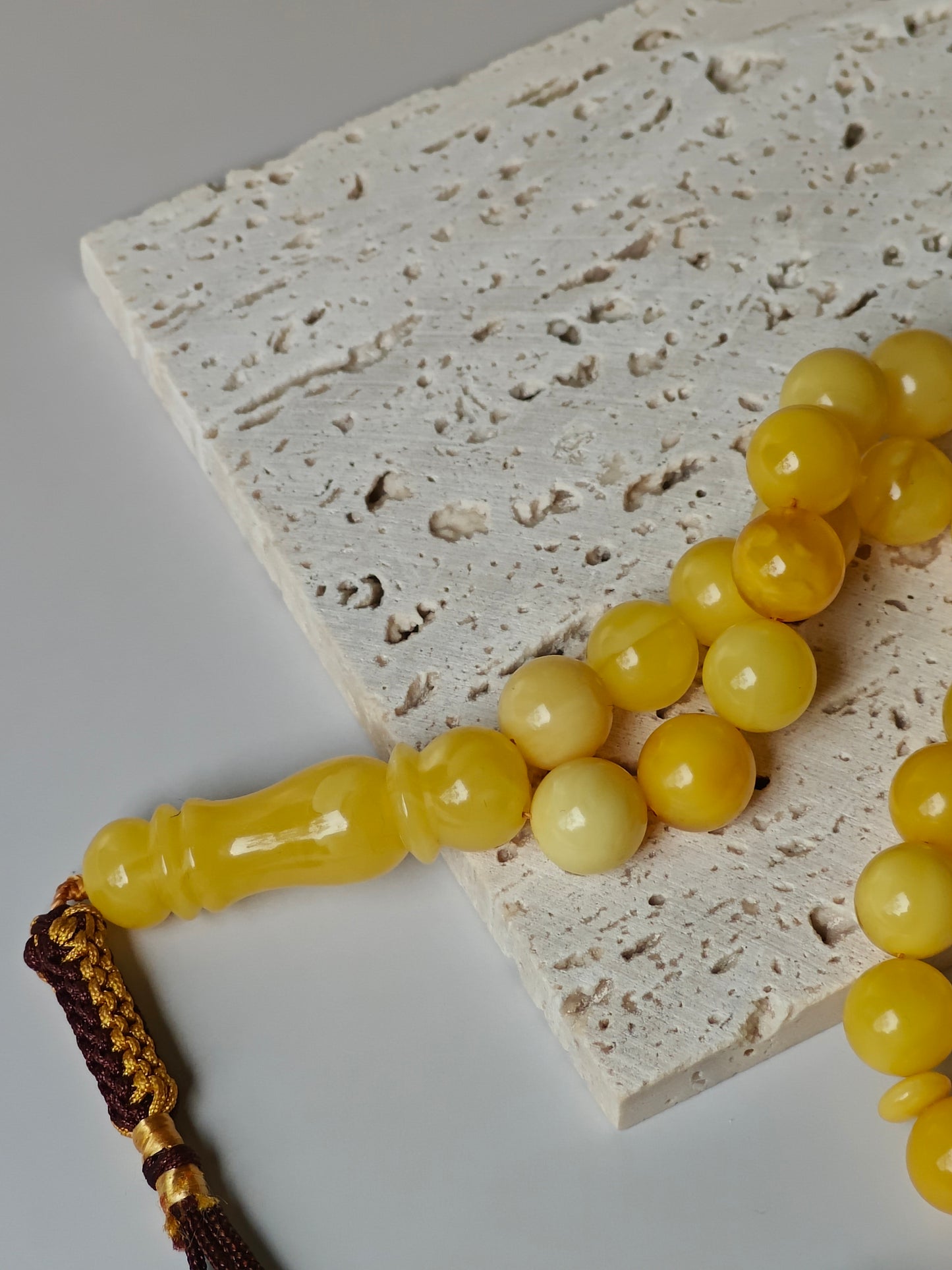Natural Pocket Size Milk Amber Rosary 33 Beads