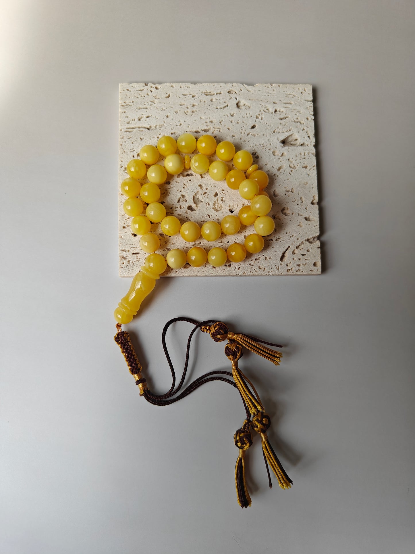 Natural Pocket Size Milk Amber Rosary 33 Beads