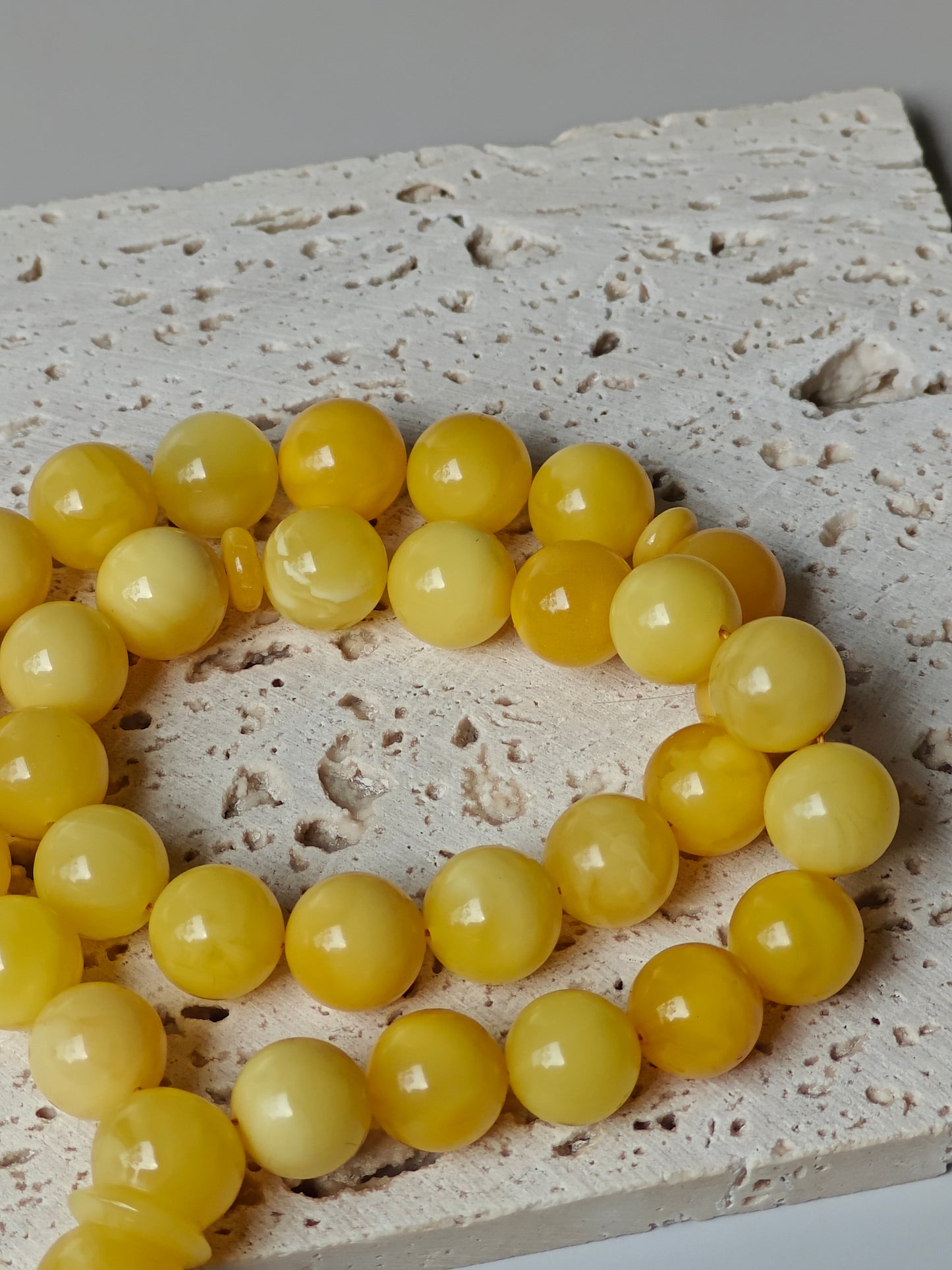 Natural Pocket Size Milk Amber Rosary 33 Beads