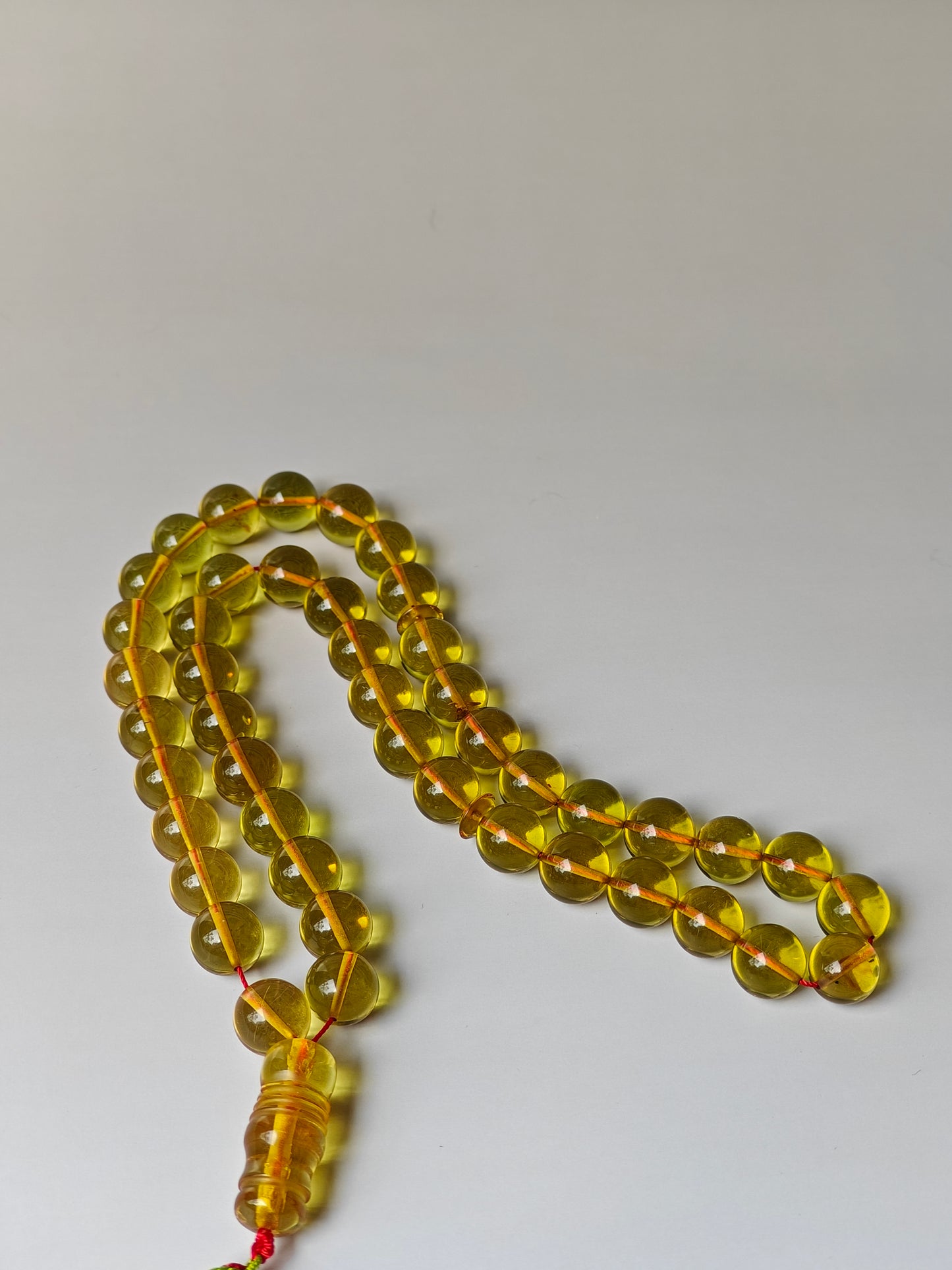 Natural Transparent Green Caribbean Amber Tasbih 45 Beads
