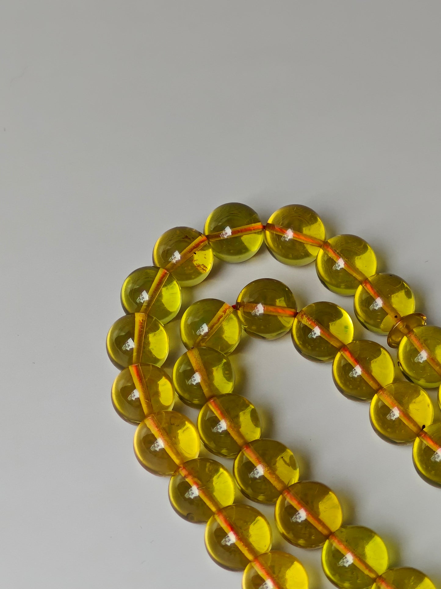 Natural Transparent Green Caribbean Amber Tasbih 45 Beads