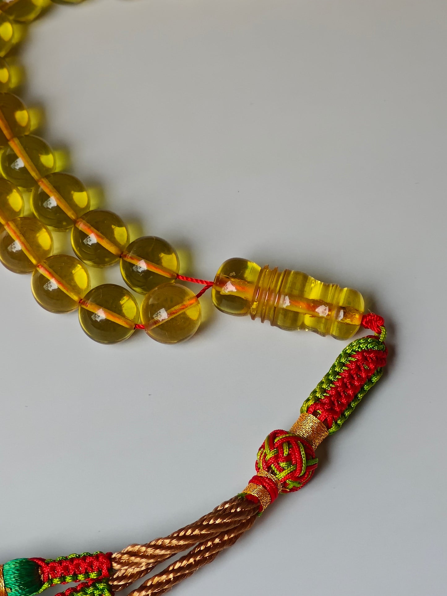 Natural Transparent Green Caribbean Amber Tasbih 45 Beads