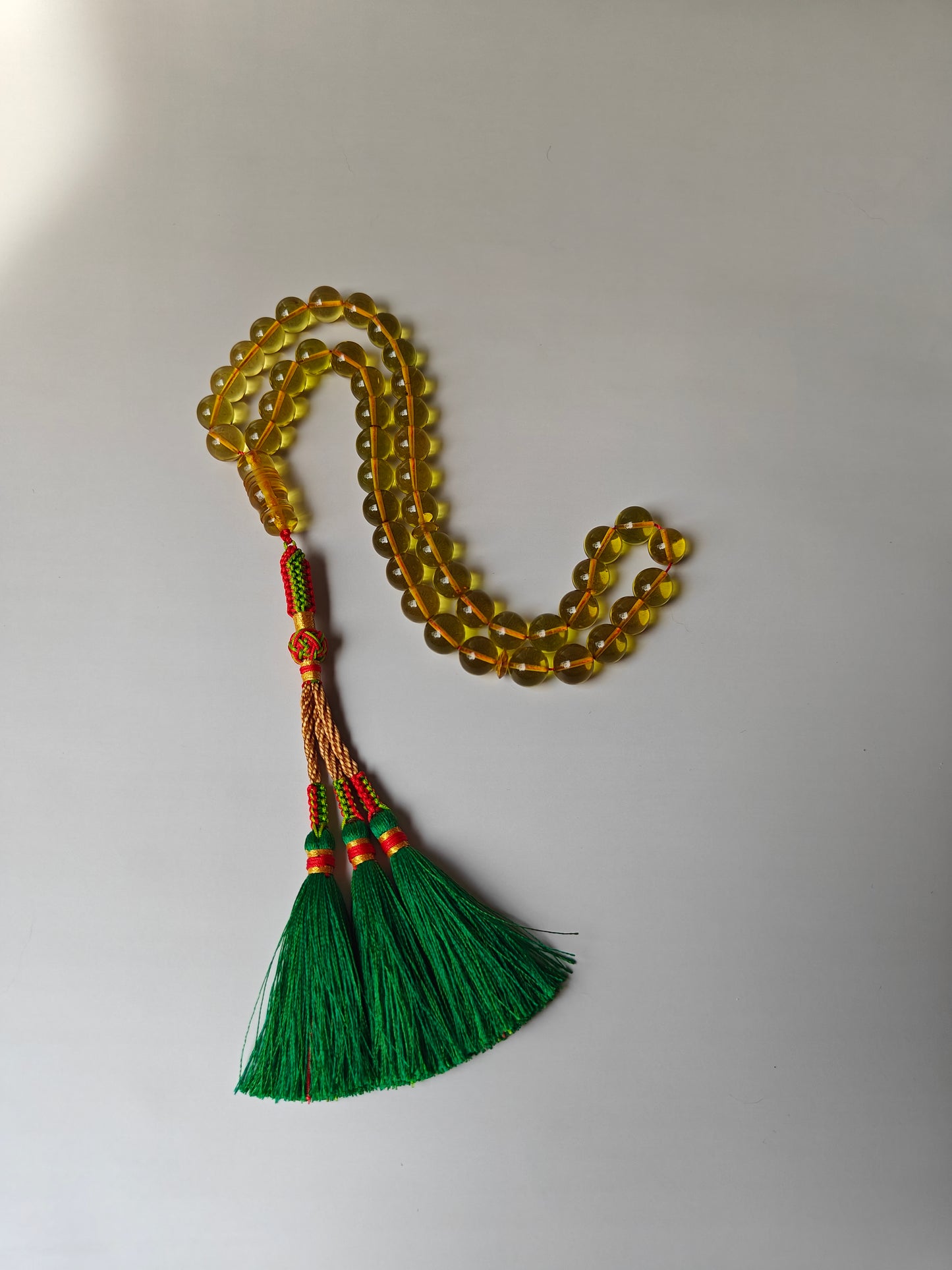 Natural Transparent Green Caribbean Amber Tasbih 45 Beads