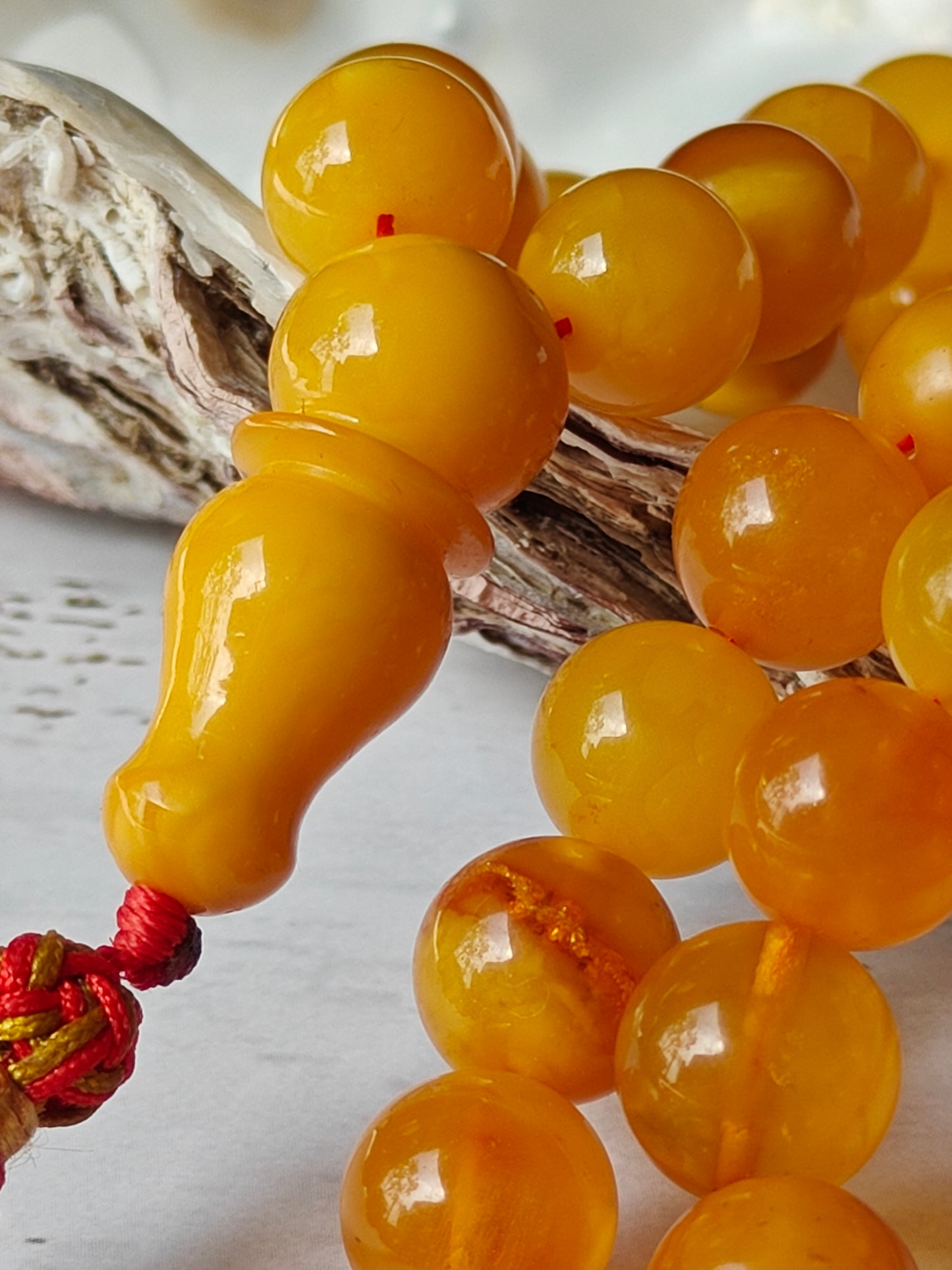 Antique Natural Aged Honey and Cloudy Amber Tasbih 45 Beads