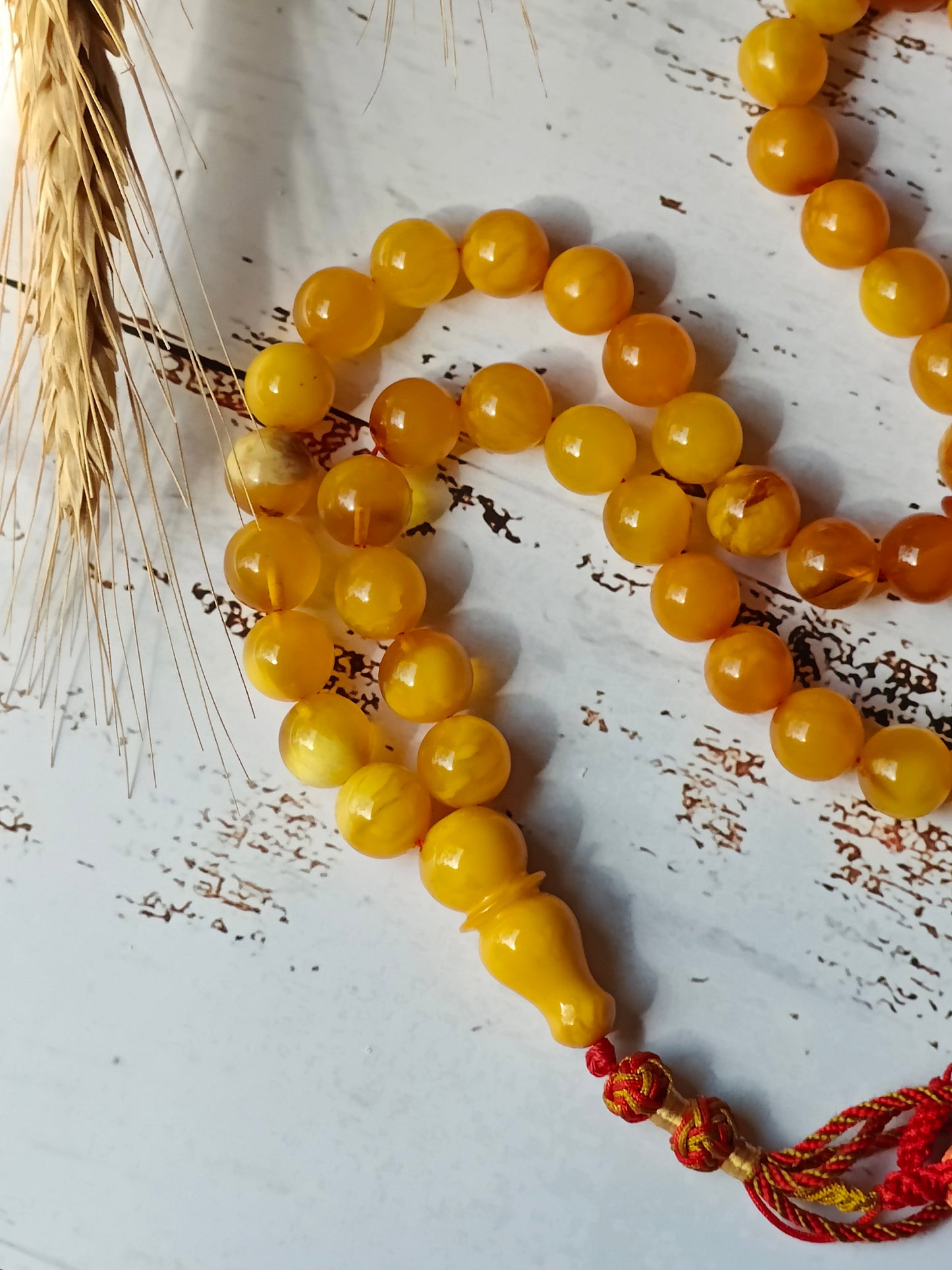 Antique Natural Aged Honey and Cloudy Amber Tasbih 45 Beads